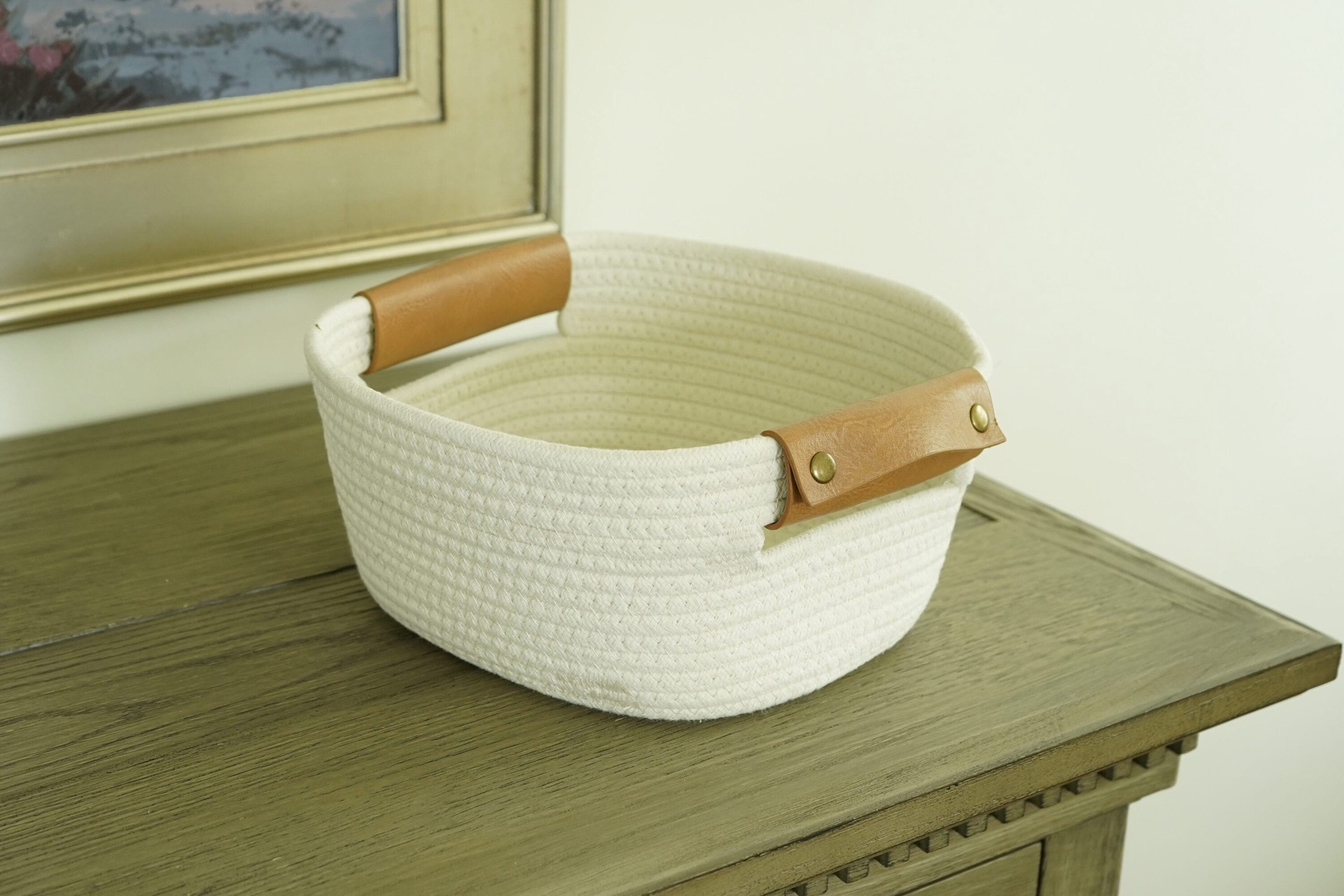 slide 4 of 6, Origin 21 Medium Cream Polypropylene Decorative Basket, 1 ct