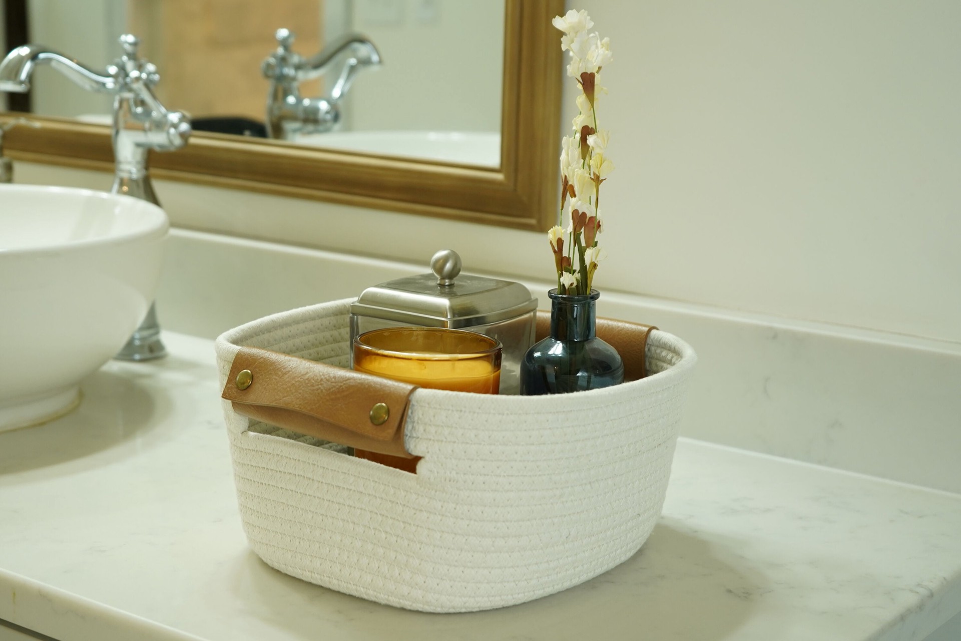 slide 5 of 6, Origin 21 Medium Cream Polypropylene Decorative Basket, 1 ct