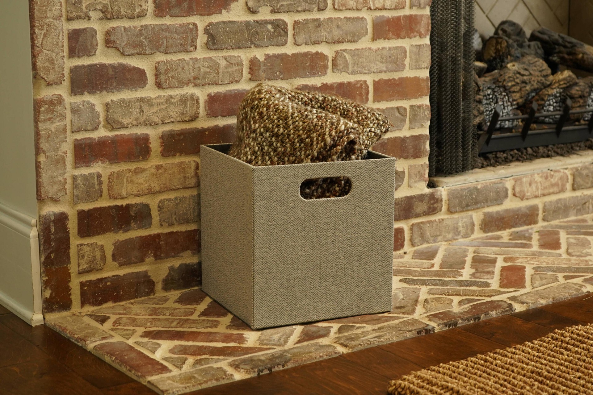 slide 3 of 6, allen + roth Small Gray Fabric Decorative Bin, 1 ct
