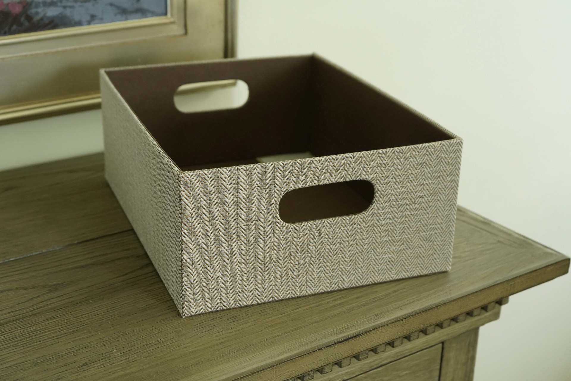 slide 4 of 6, allen + roth Medium Brown Fabric Decorative Bin, 1 ct