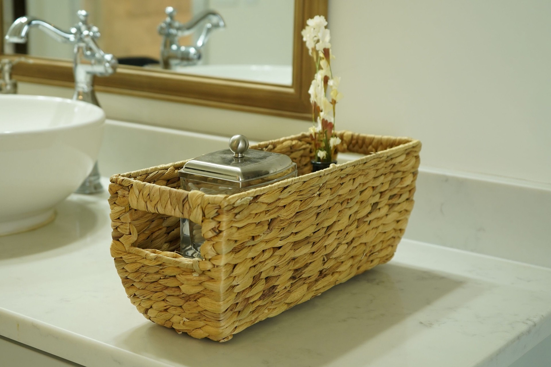slide 5 of 6, allen + roth Small Natural Water hyacinth Decorative Basket, 1 ct