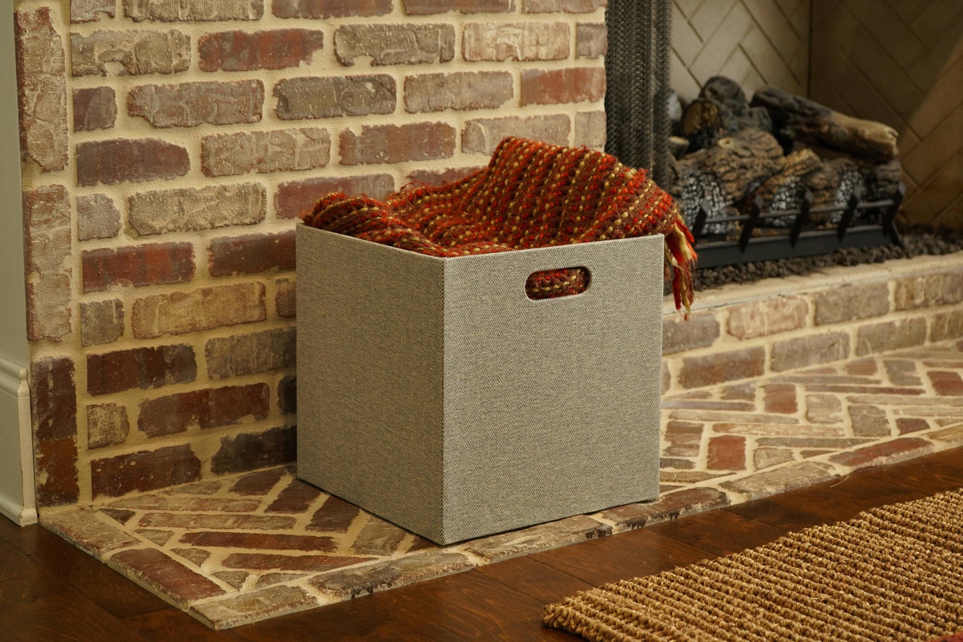slide 3 of 6, allen + roth Small Gray Fabric Decorative Bin, 1 ct