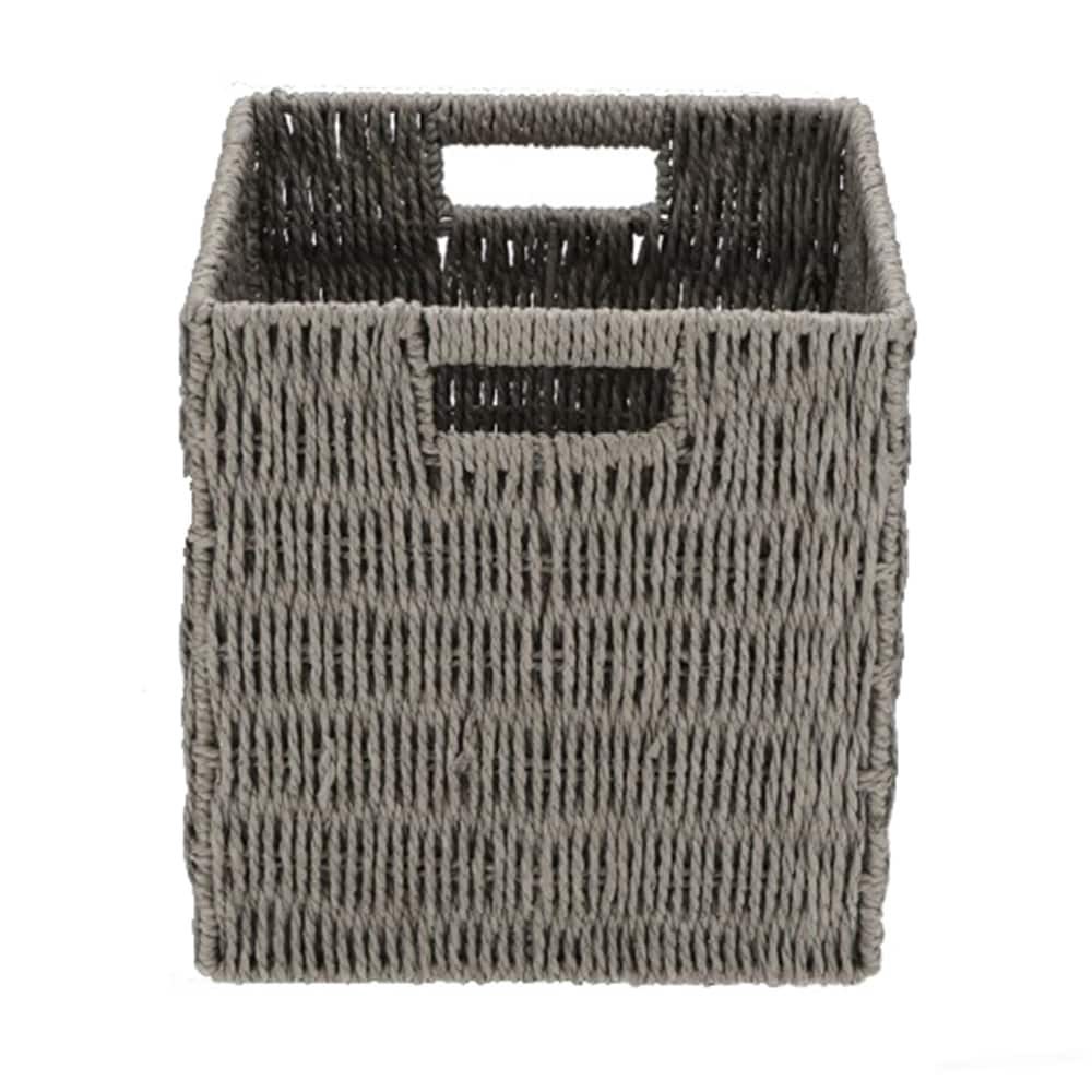 slide 1 of 6, allen + roth Large Gray Paper Decorative Basket, 1 ct