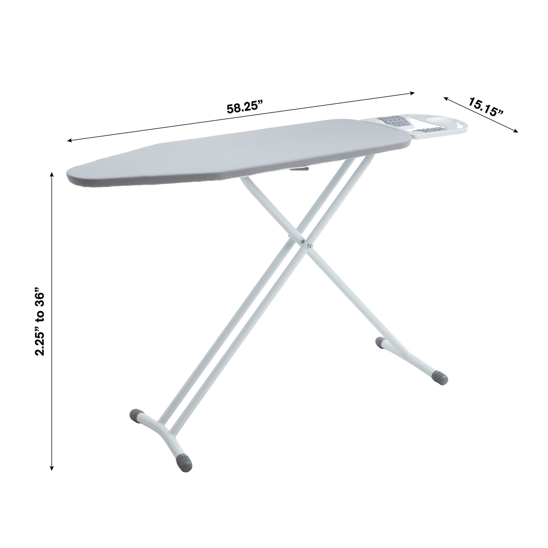 slide 4 of 4, Style Selections Gray Freestanding Folding ironing board ( 15.15-in x 2.15-in x 58.25-in ), 1 ct