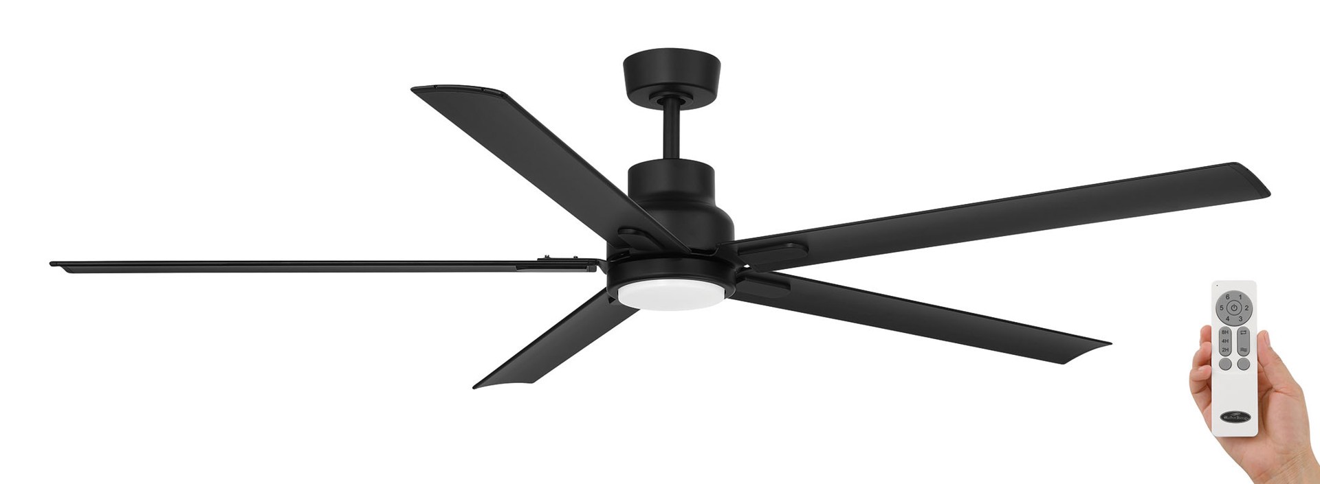 slide 3 of 6, Harbor Breeze Cando 72-in Matte Black with Black Blades Color-Changing Integrated LED Uncovered Outdoor Ceiling Fan With Light and Remote Included 5 -Blade, 1 ct