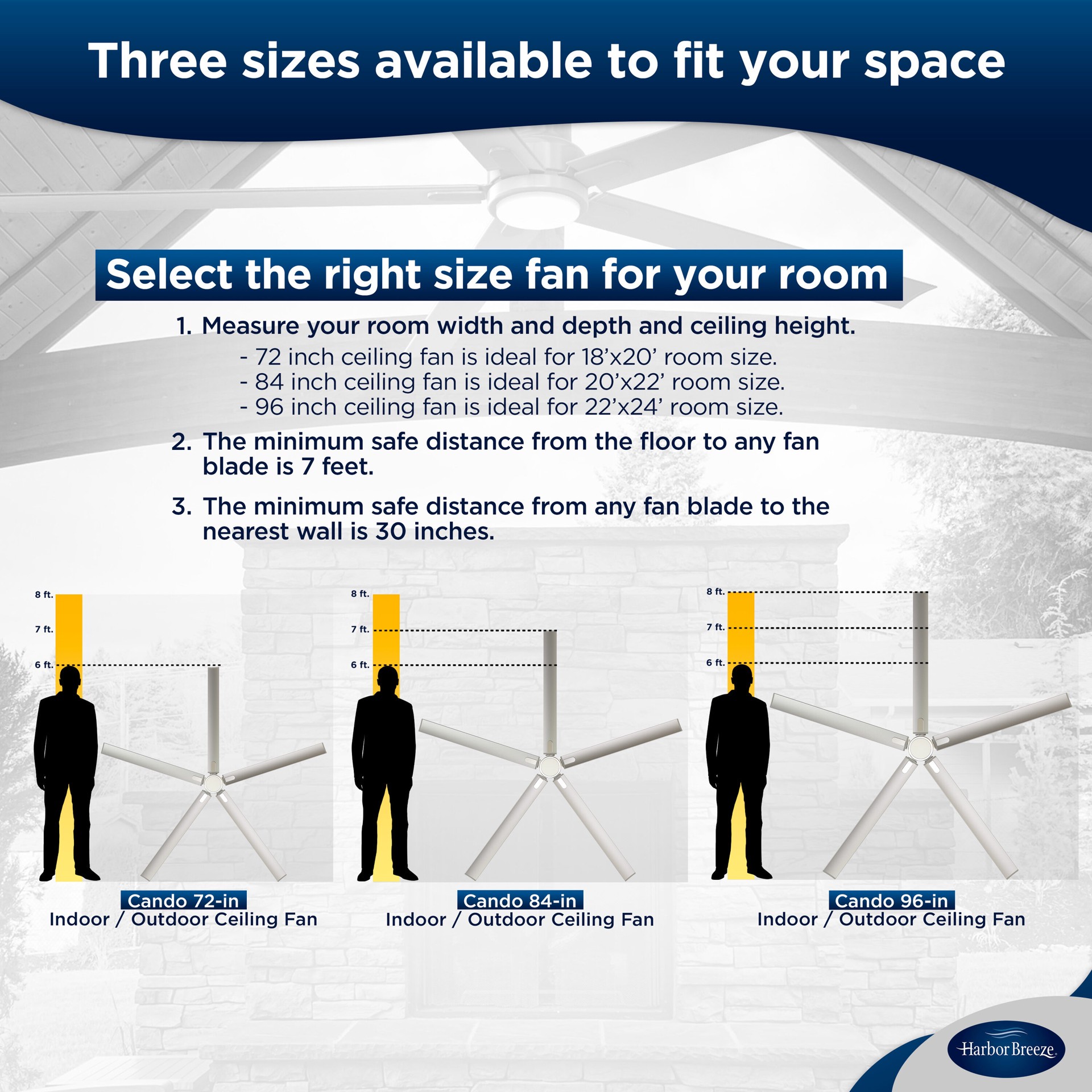 slide 5 of 6, Harbor Breeze Cando 72-in Matte Black with Black Blades Color-Changing Integrated LED Uncovered Outdoor Ceiling Fan With Light and Remote Included 5 -Blade, 1 ct