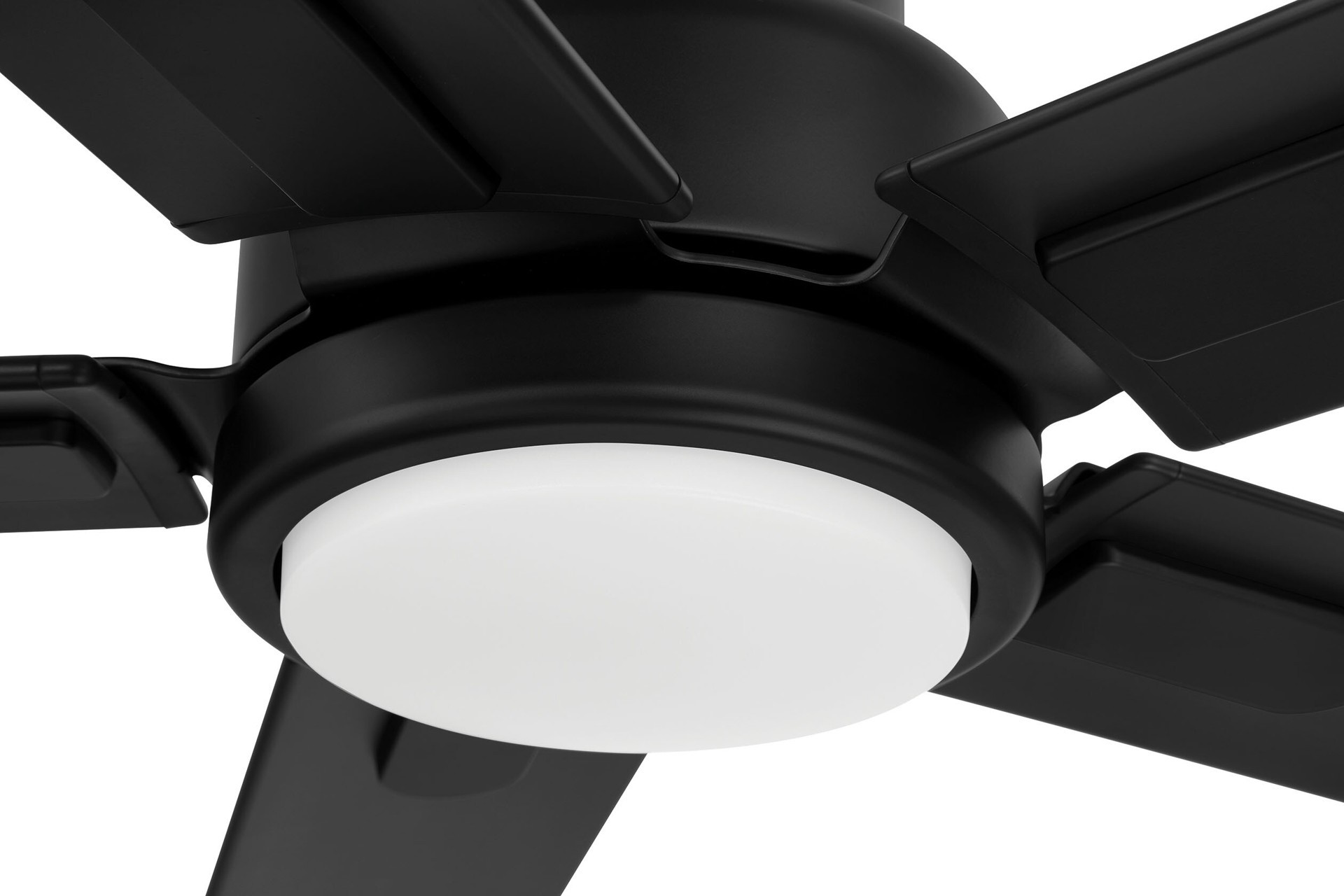 slide 6 of 6, Harbor Breeze Cando 72-in Matte Black with Black Blades Color-Changing Integrated LED Uncovered Outdoor Ceiling Fan With Light and Remote Included 5 -Blade, 1 ct