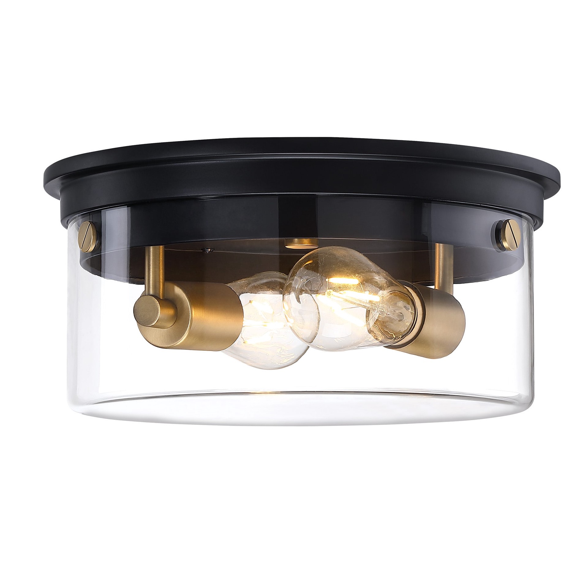 slide 3 of 6, allen + roth Fenland 1 -Light 12-in Matte Black Flush Mount Light, 1 ct