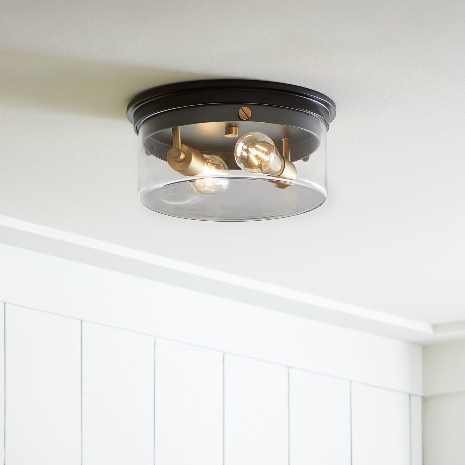 slide 1 of 6, allen + roth Fenland 1 -Light 12-in Matte Black Flush Mount Light, 1 ct