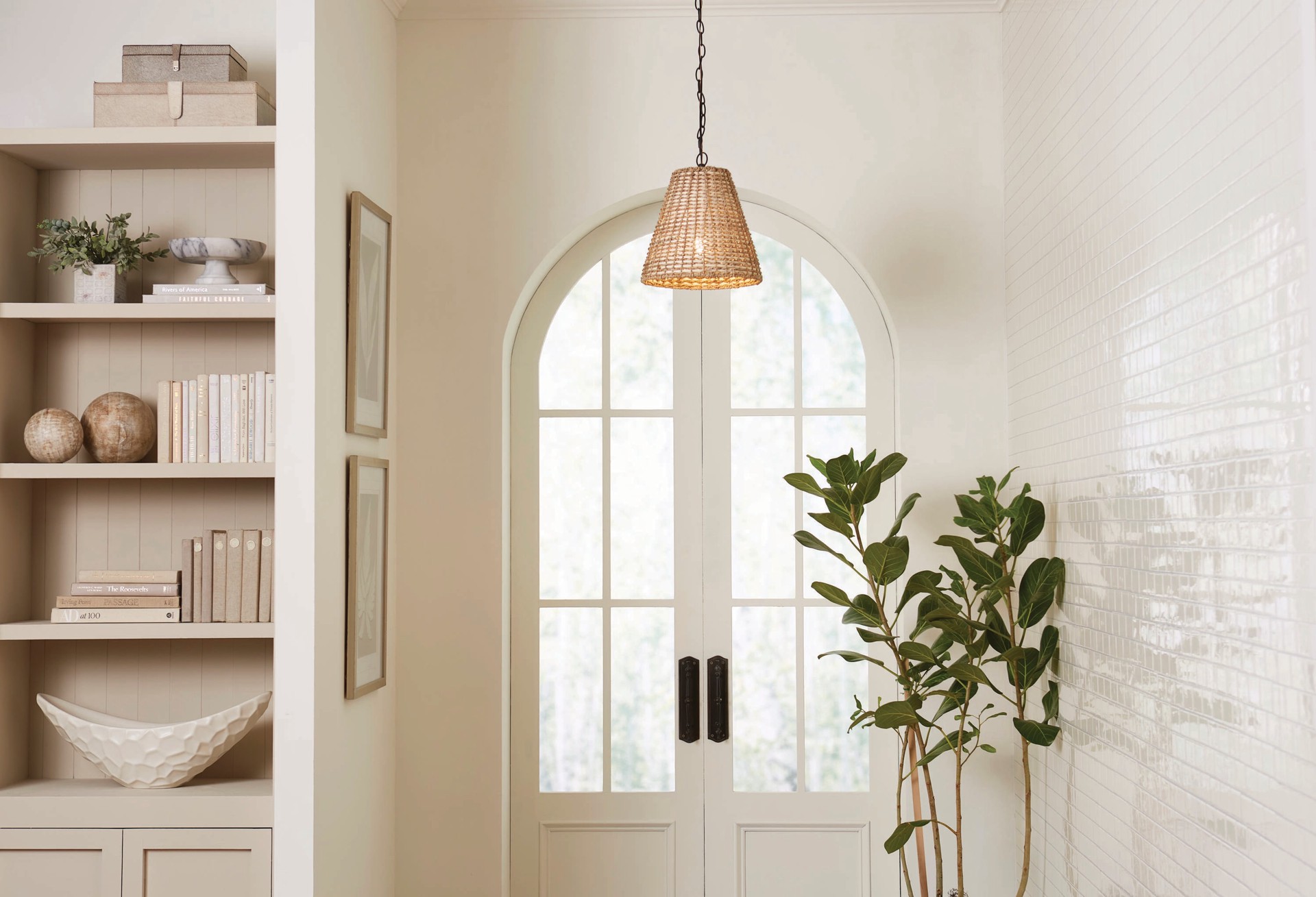 slide 5 of 6, allen + roth Adara 1 -Light black Farmhouse Cone Small Hanging Pendant light, 1 ct