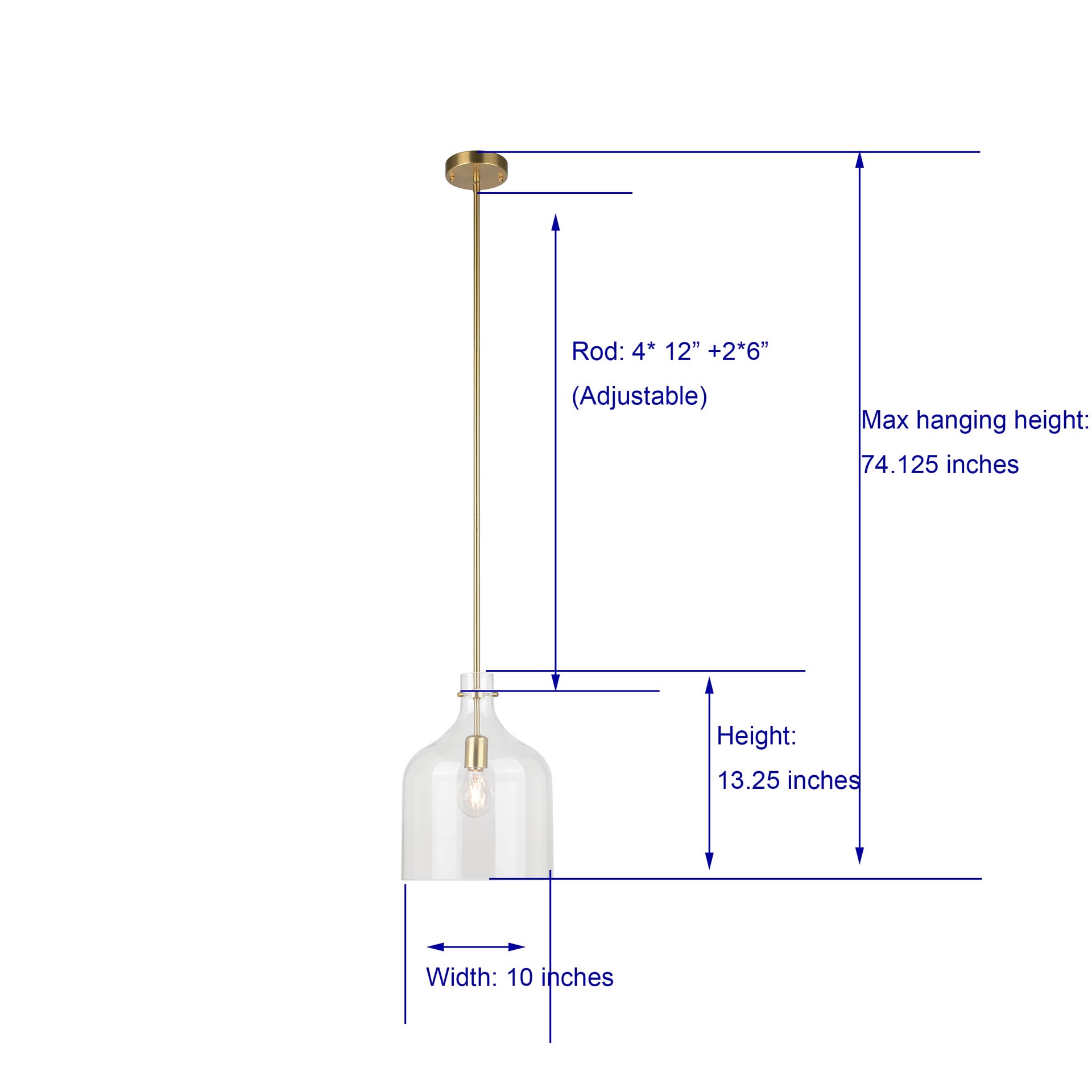 slide 5 of 6, allen + roth Kesteven 1 -Light Brushed gold Modern/contemporary Clear glass Jar Mini Hanging Pendant light, 1 ct