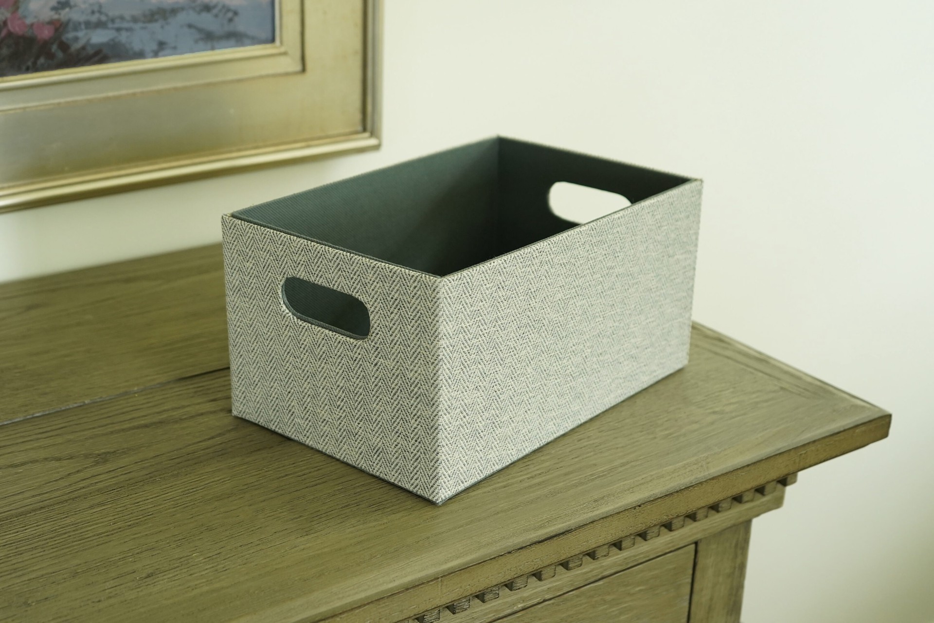 slide 4 of 6, allen + roth ( 7-in W x 5.5-in H x 10.75-in D ) Gray Fabric Bin, 1 ct