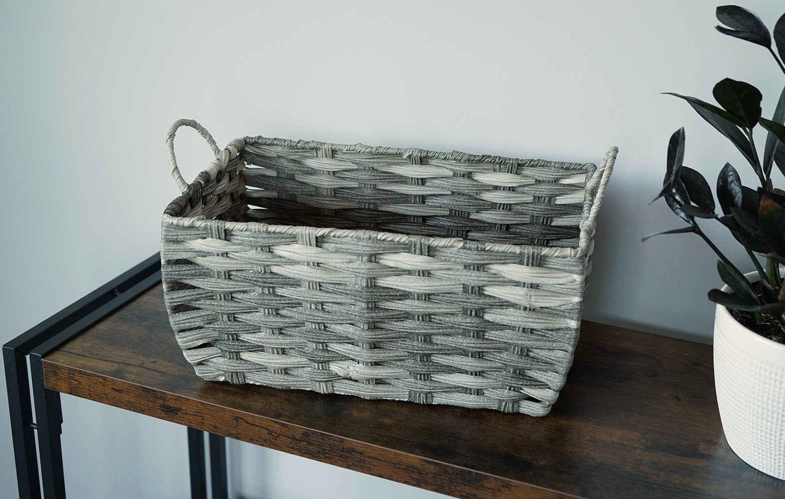 slide 3 of 6, allen + roth Small Gray Polyethylene Decorative Basket, 1 ct
