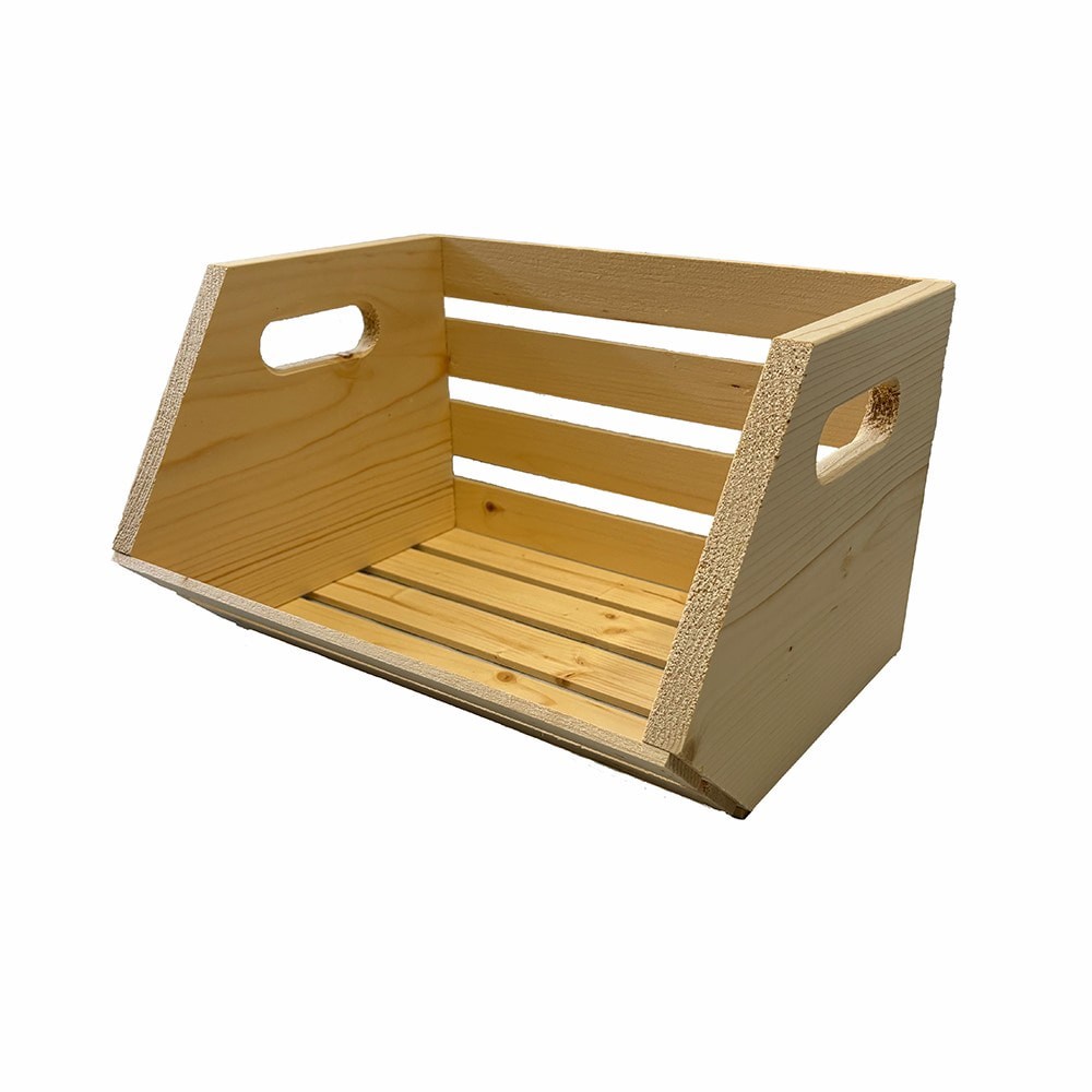 slide 2 of 3, Style Selections Large Natural Wood Stackable Bin, 1 ct