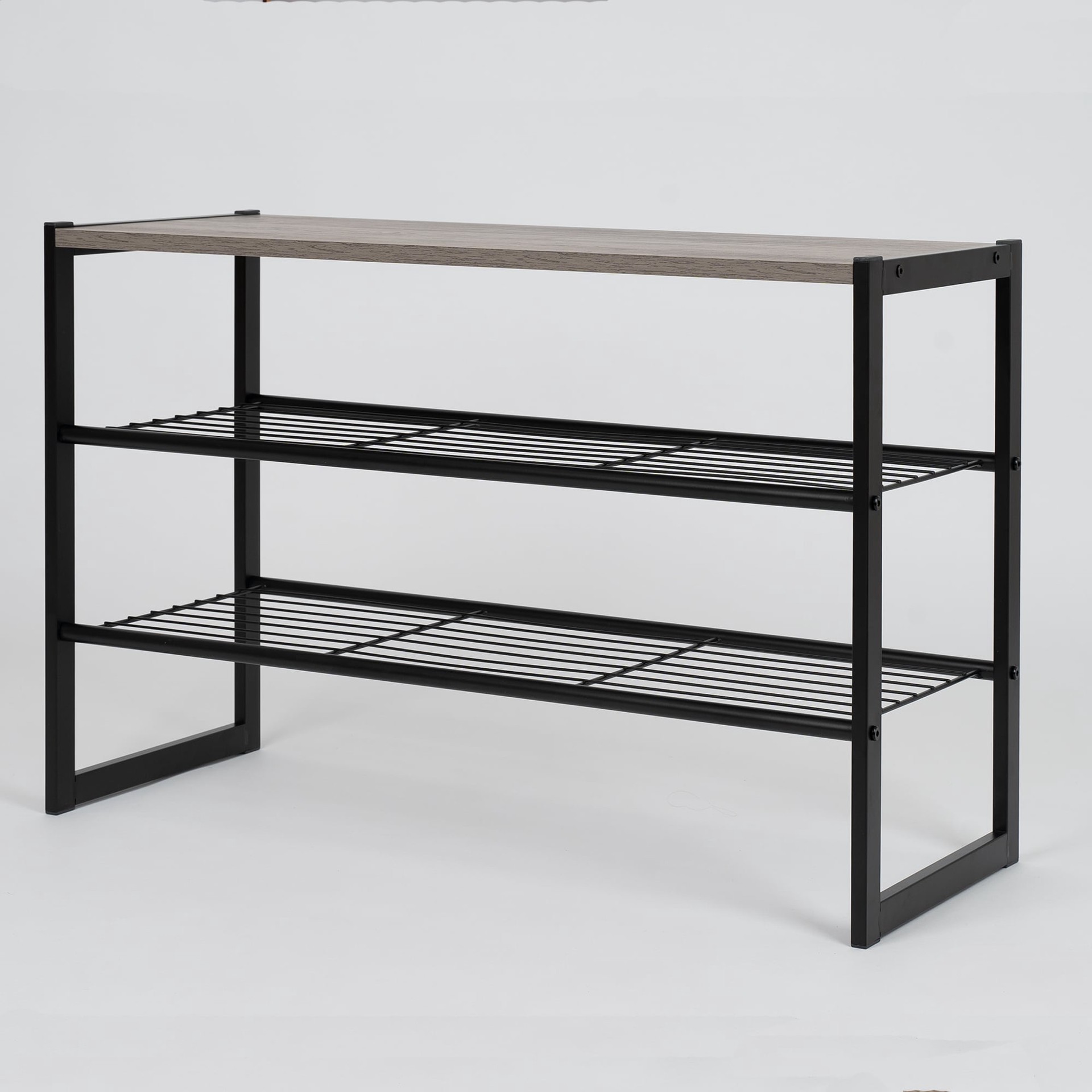 slide 3 of 6, Style Selections 19.6-in H 3 Tier 12 pair black Steel Shoe rack, 1 ct