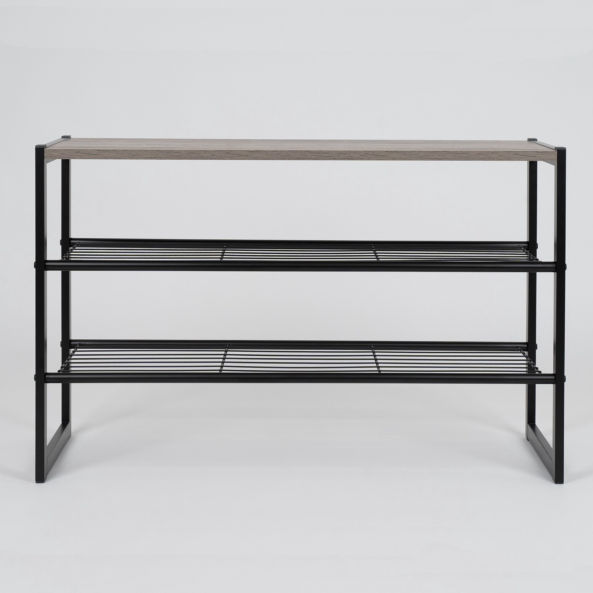 slide 6 of 6, Style Selections 19.6-in H 3 Tier 12 pair black Steel Shoe rack, 1 ct