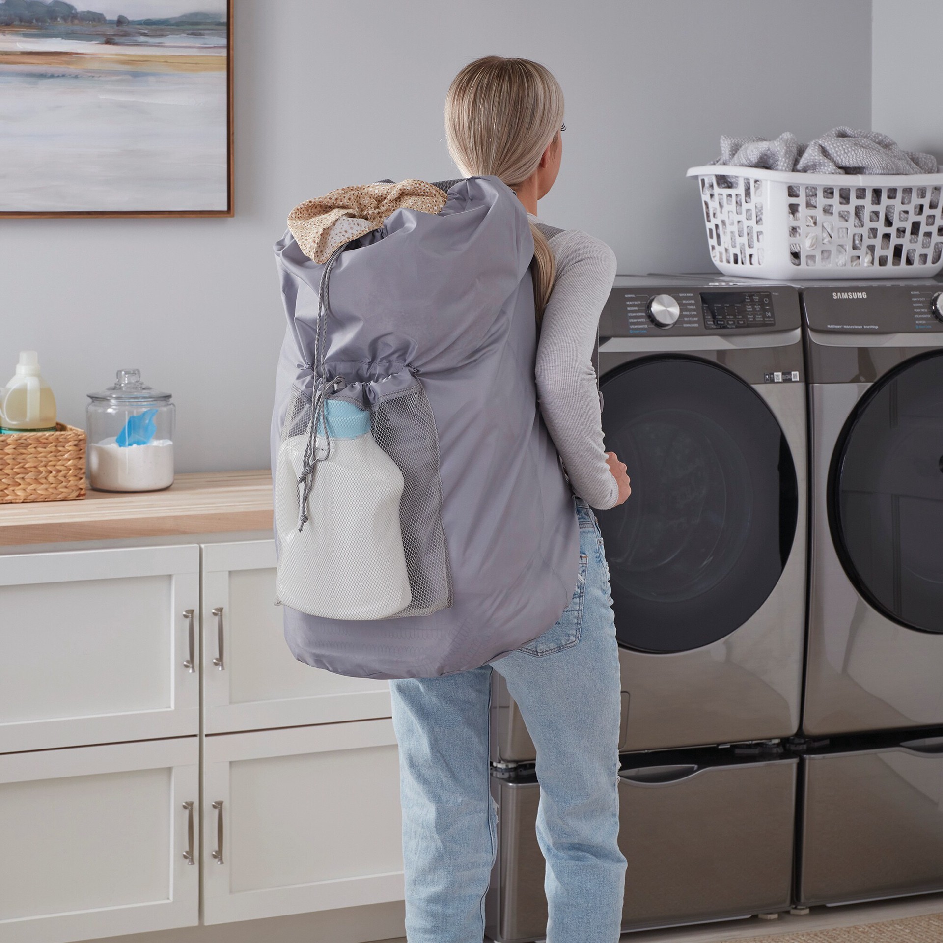 slide 2 of 6, Style Selections 21-Gallon Gray Polyester Laundry Bag, 1 ct