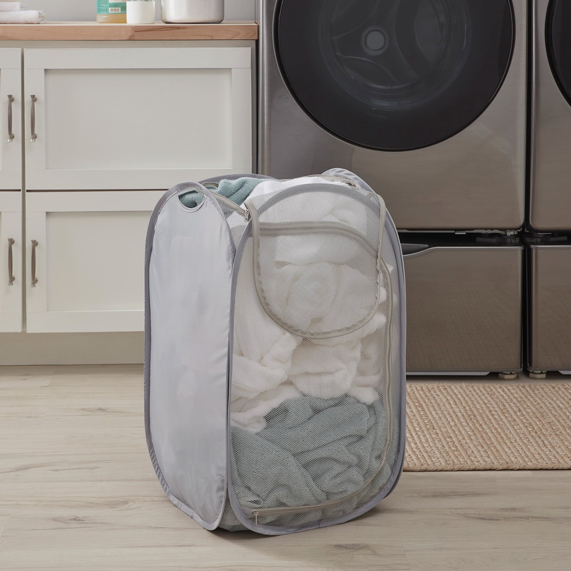 slide 1 of 6, Style Selections Gray Polyester Laundry Hamper, 1 ct