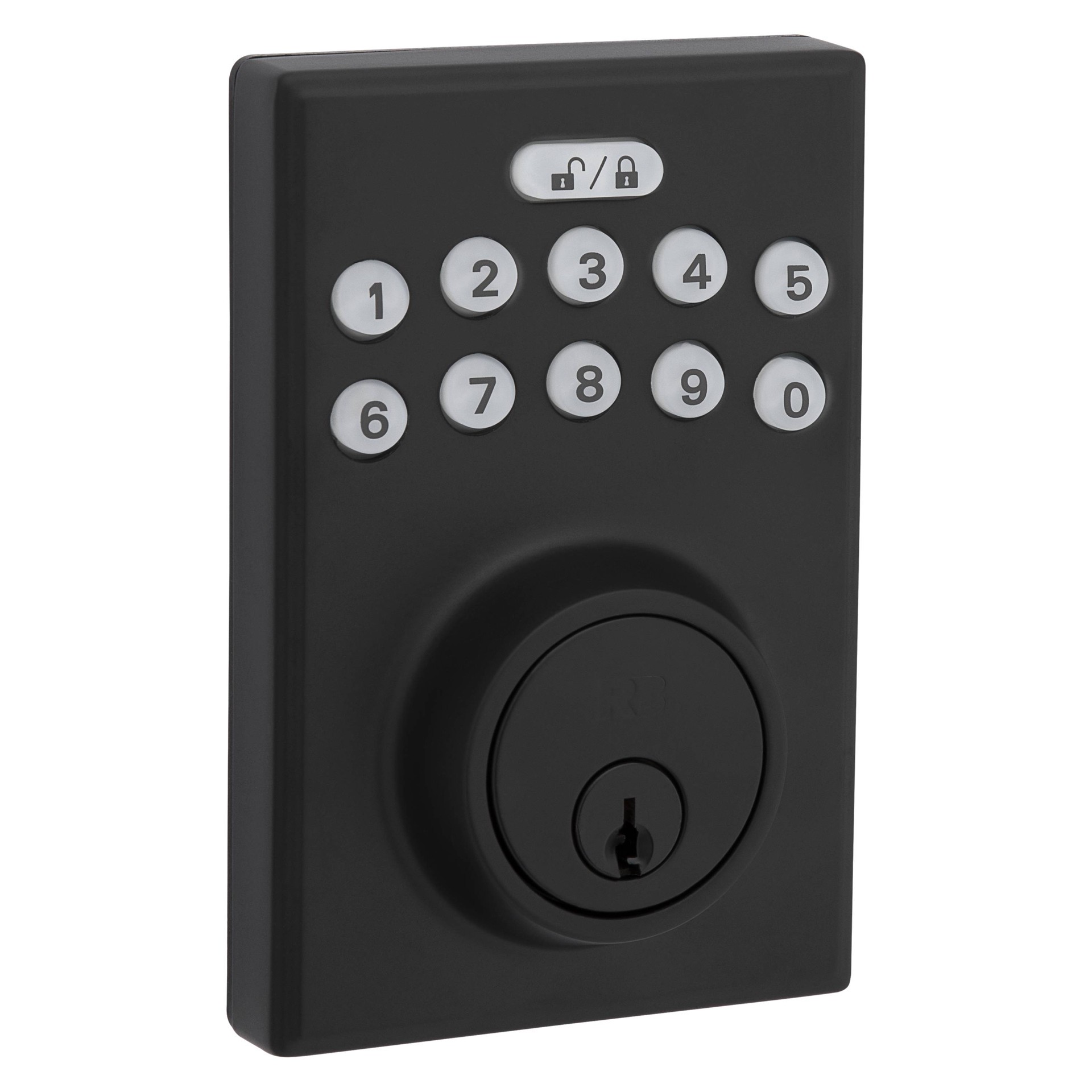 slide 2 of 6, RELIABILT Bragg Matte Black Keypad Electronic Deadbolt Lock, 1 ct
