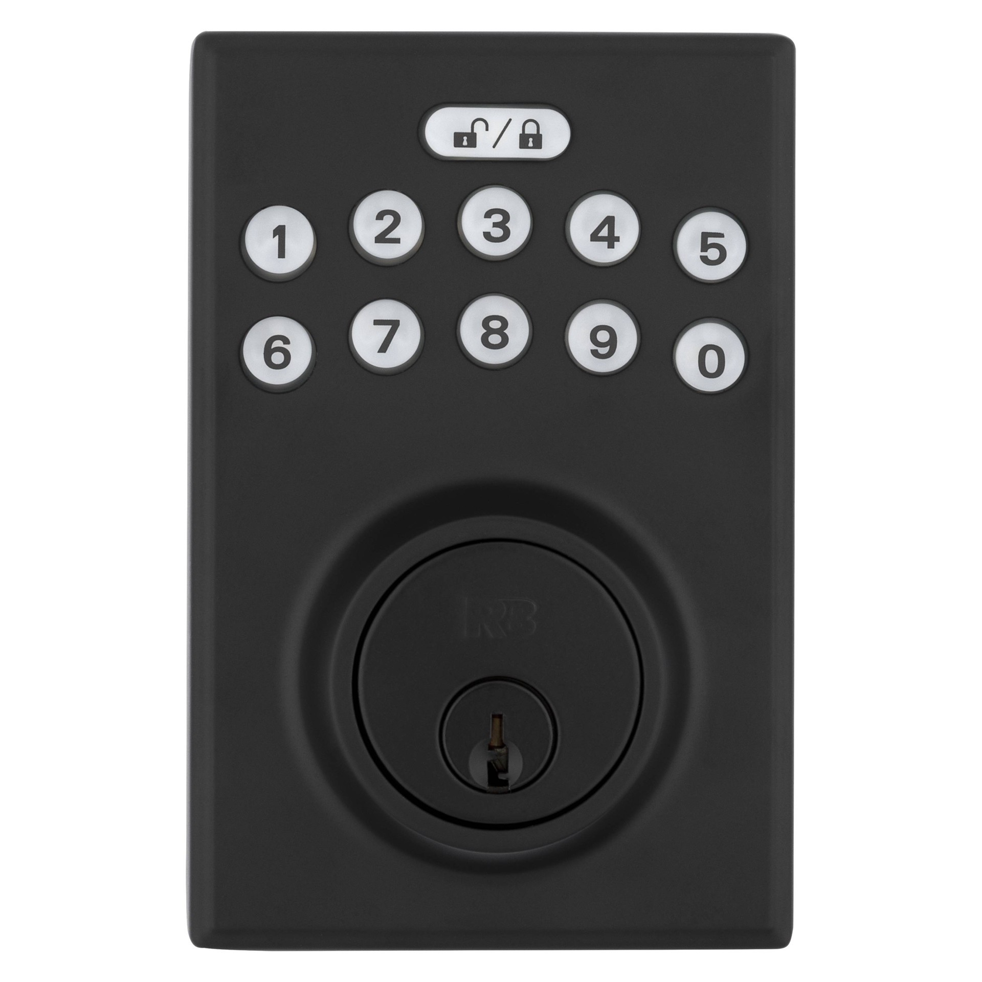 slide 3 of 6, RELIABILT Bragg Matte Black Keypad Electronic Deadbolt Lock, 1 ct