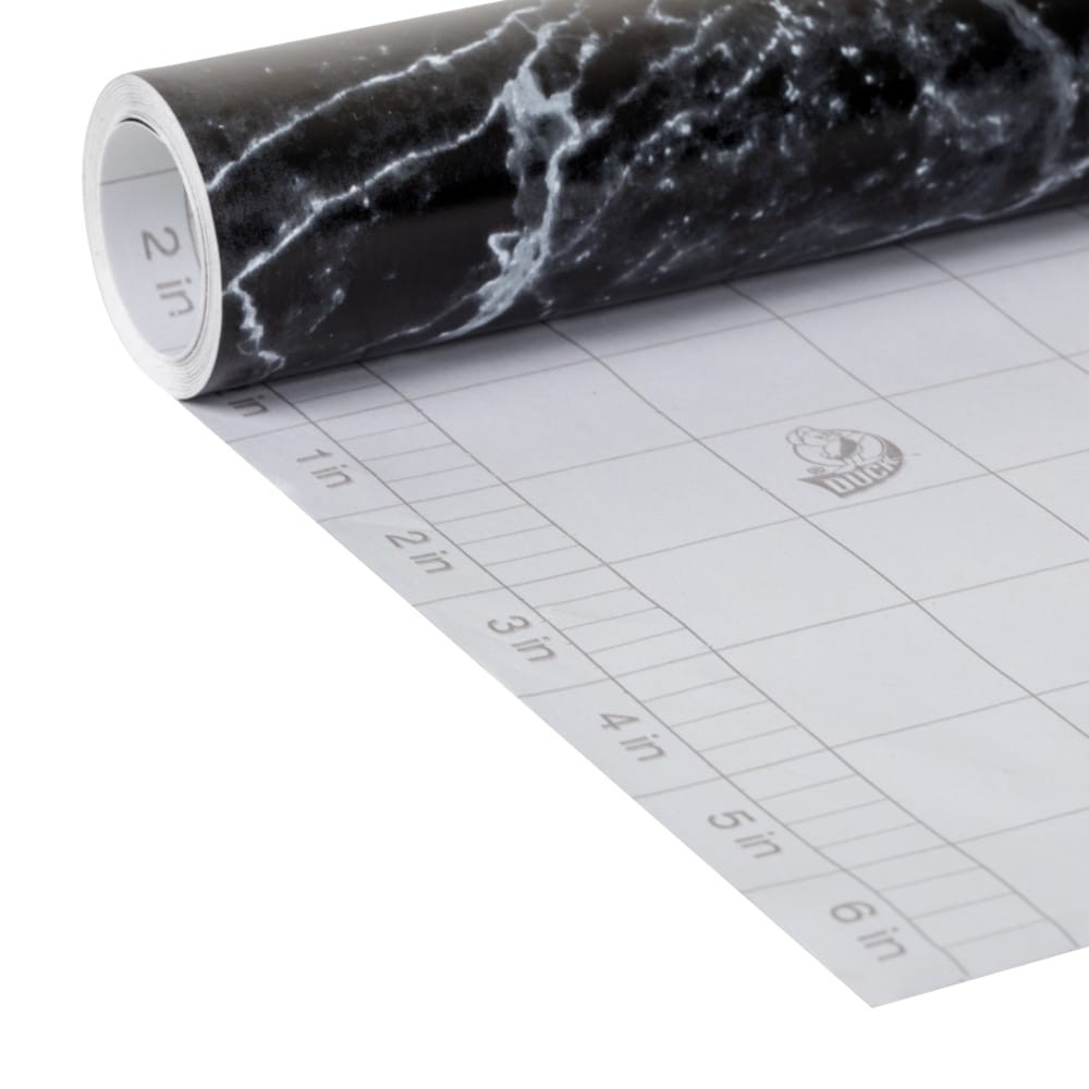 slide 4 of 5, Duck EasyLiner Adhesive Surfaces 20-in x 15-ft Black Marble Shelf liner, 1 ct