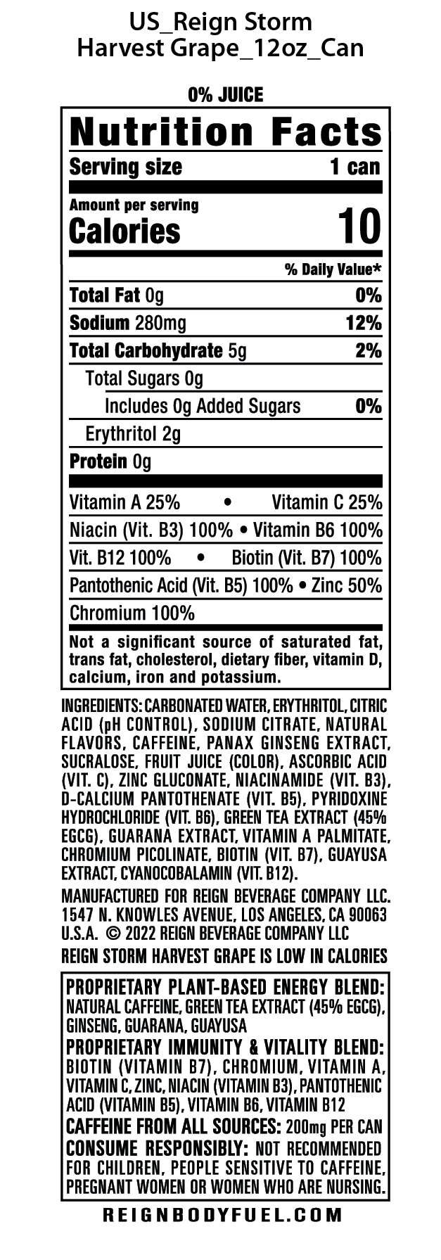 slide 2 of 5, REIGN 12 - fl oz Grape Energy Drink, 1 ct