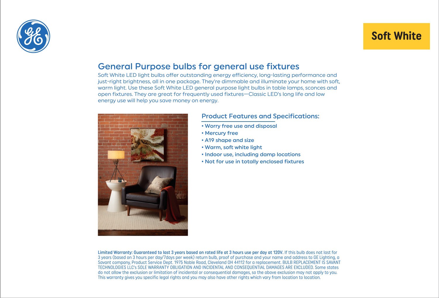 slide 3 of 5, GE Classic 60 -Watt EQ A19 Soft white Medium base (E-26) Dimmable LED General purpose Light Bulb 8 -Pack, 1 ct