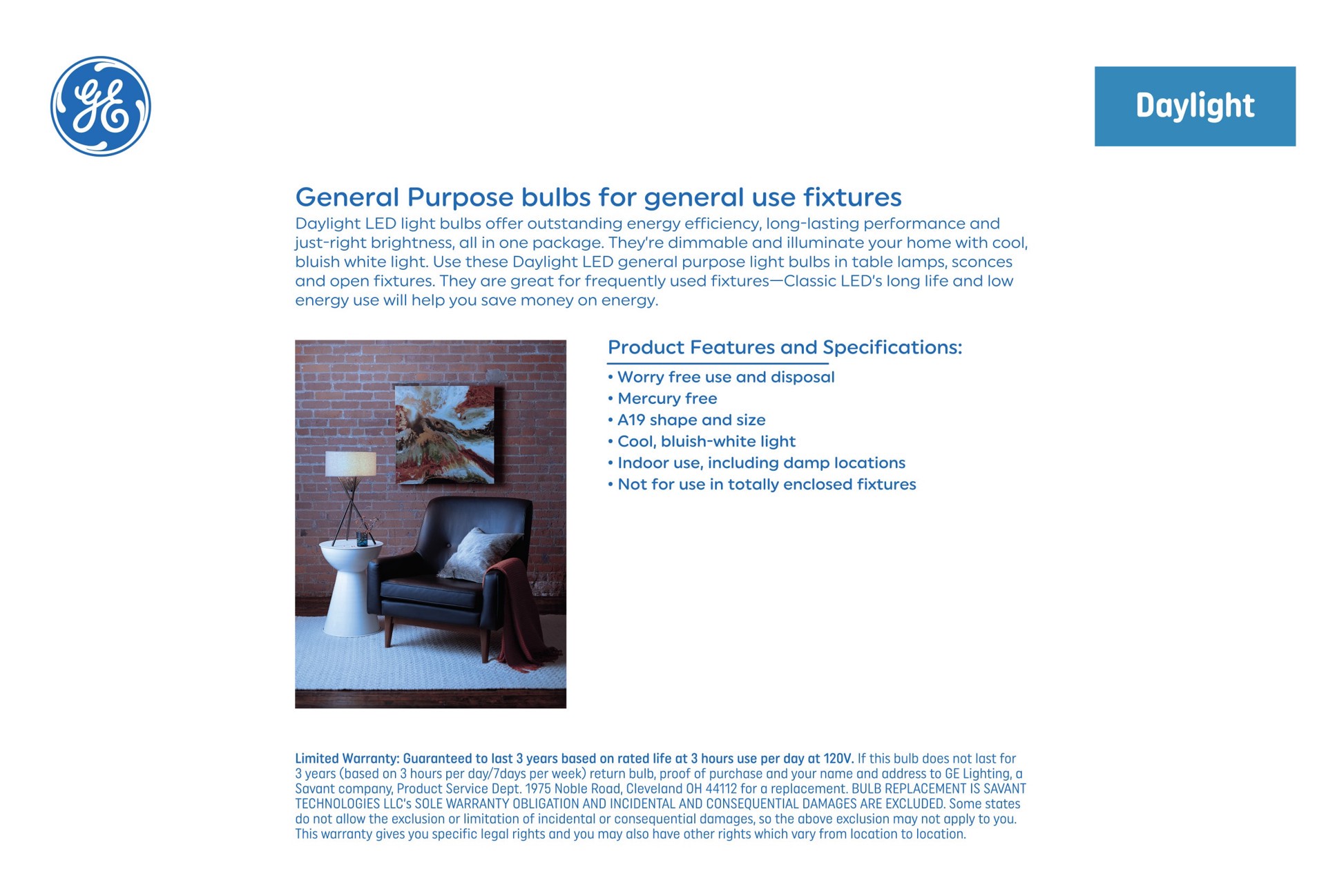 slide 4 of 6, GE Classic 60 -Watt EQ A19 Daylight Medium screw base E26 Dimmable LED General purpose Light Bulb 8 -Pack, 1 ct