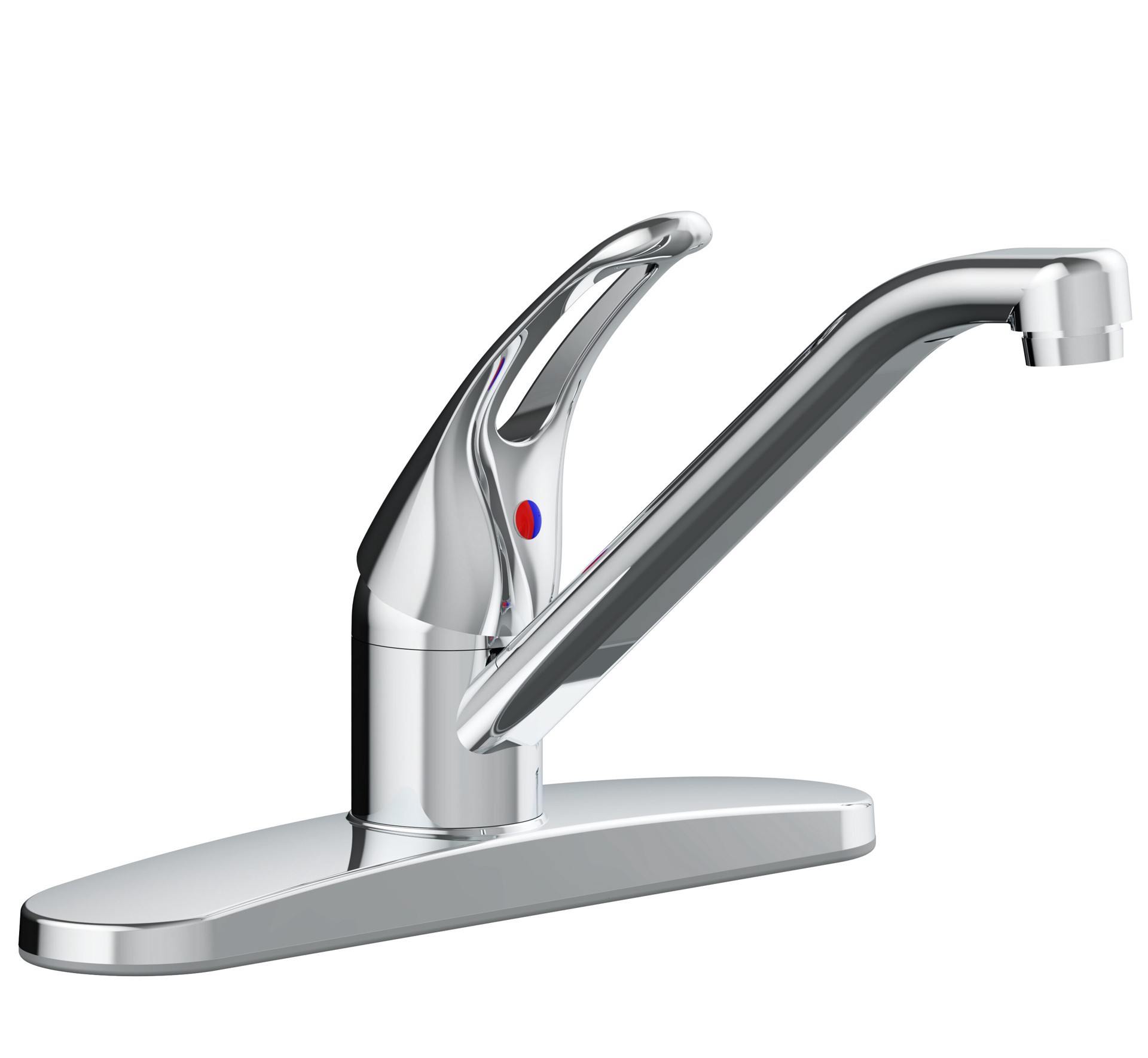 slide 6 of 6, Project Source Wakebridge Polished chrome Single Handle Deck-mount Kitchen Faucet (Includes Deck Plate), 1 ct