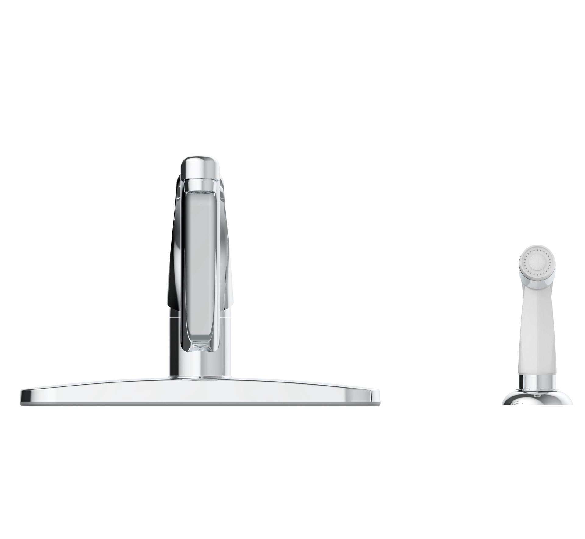 slide 4 of 5, Project Source Wakebridge Polished chrome Single Handle Deck-mount Kitchen Faucet (Includes Deck Plate) (Includes Side Sprayer), 1 ct