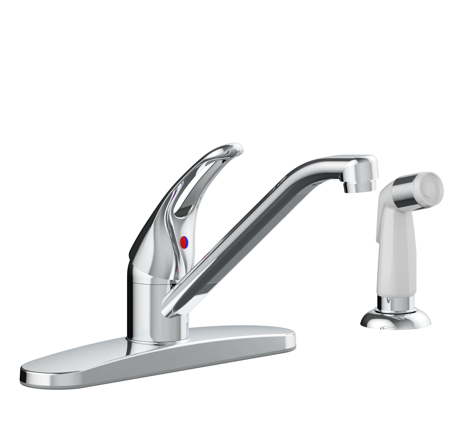 slide 2 of 5, Project Source Wakebridge Polished chrome Single Handle Deck-mount Kitchen Faucet (Includes Deck Plate) (Includes Side Sprayer), 1 ct