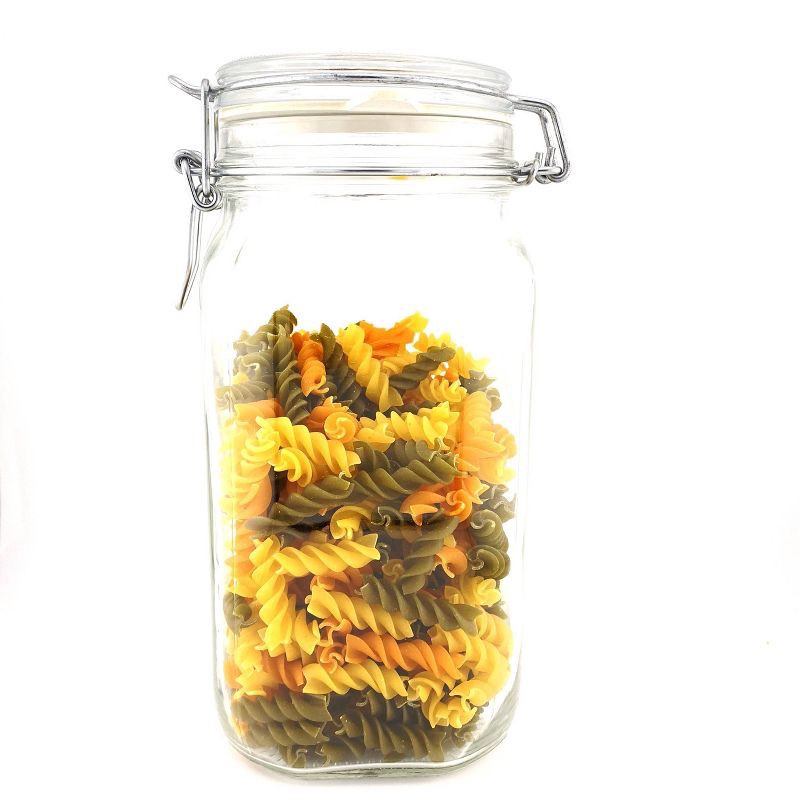 slide 4 of 7, Bormioli Rocco Fido 50.75oz Glass Canning Jar: Clamp Jar, Hand Wash, Clear Glass, 3.4" Neck, 8.75" Height, 50.75 oz