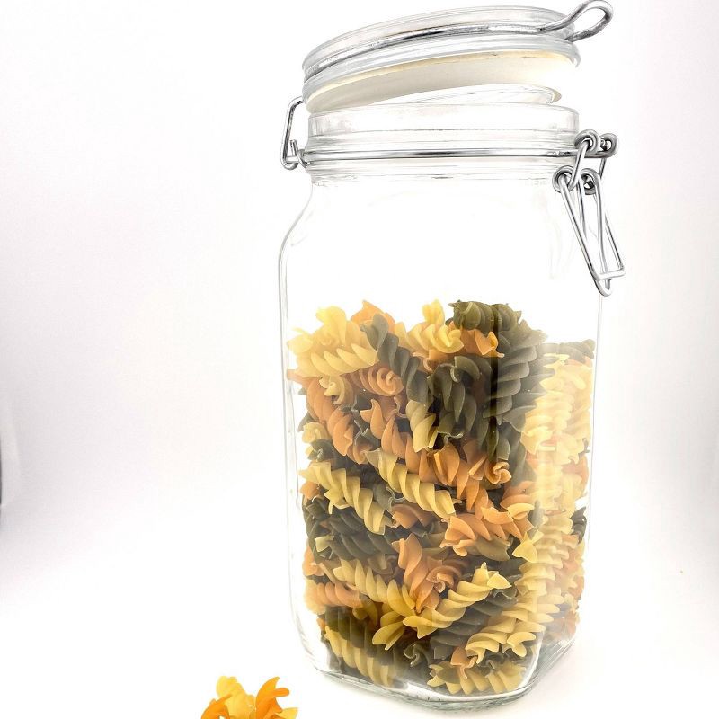 slide 5 of 7, Bormioli Rocco Fido 50.75oz Glass Canning Jar: Clamp Jar, Hand Wash, Clear Glass, 3.4" Neck, 8.75" Height, 50.75 oz