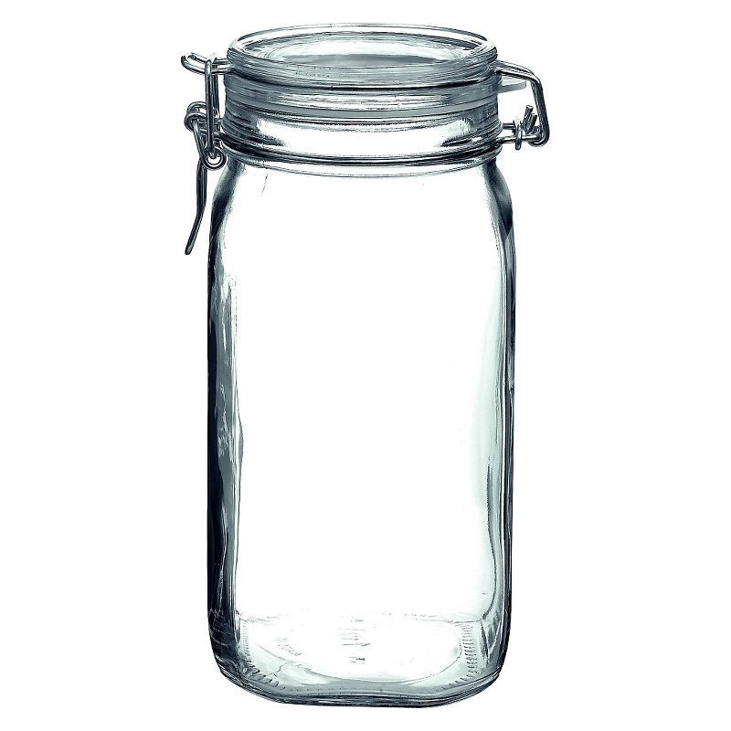 slide 1 of 7, Bormioli Rocco Fido 50.75oz Glass Canning Jar: Clamp Jar, Hand Wash, Clear Glass, 3.4" Neck, 8.75" Height, 50.75 oz