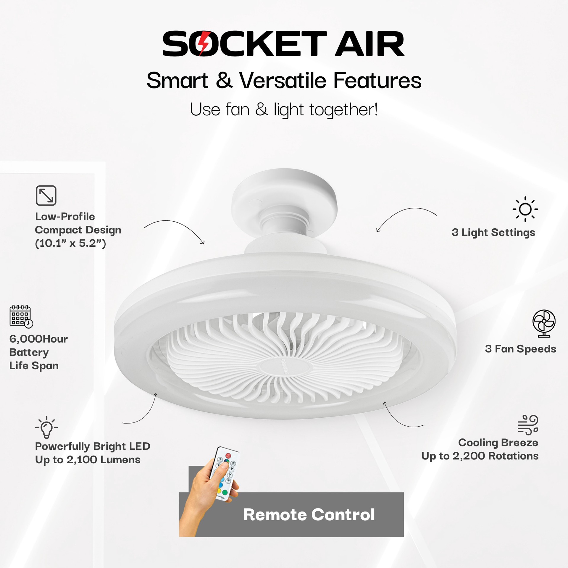 slide 2 of 6, BELL + HOWELL 2100 -Lumens LED Screw-in Ceiling-mounted Work Light, 1 ct