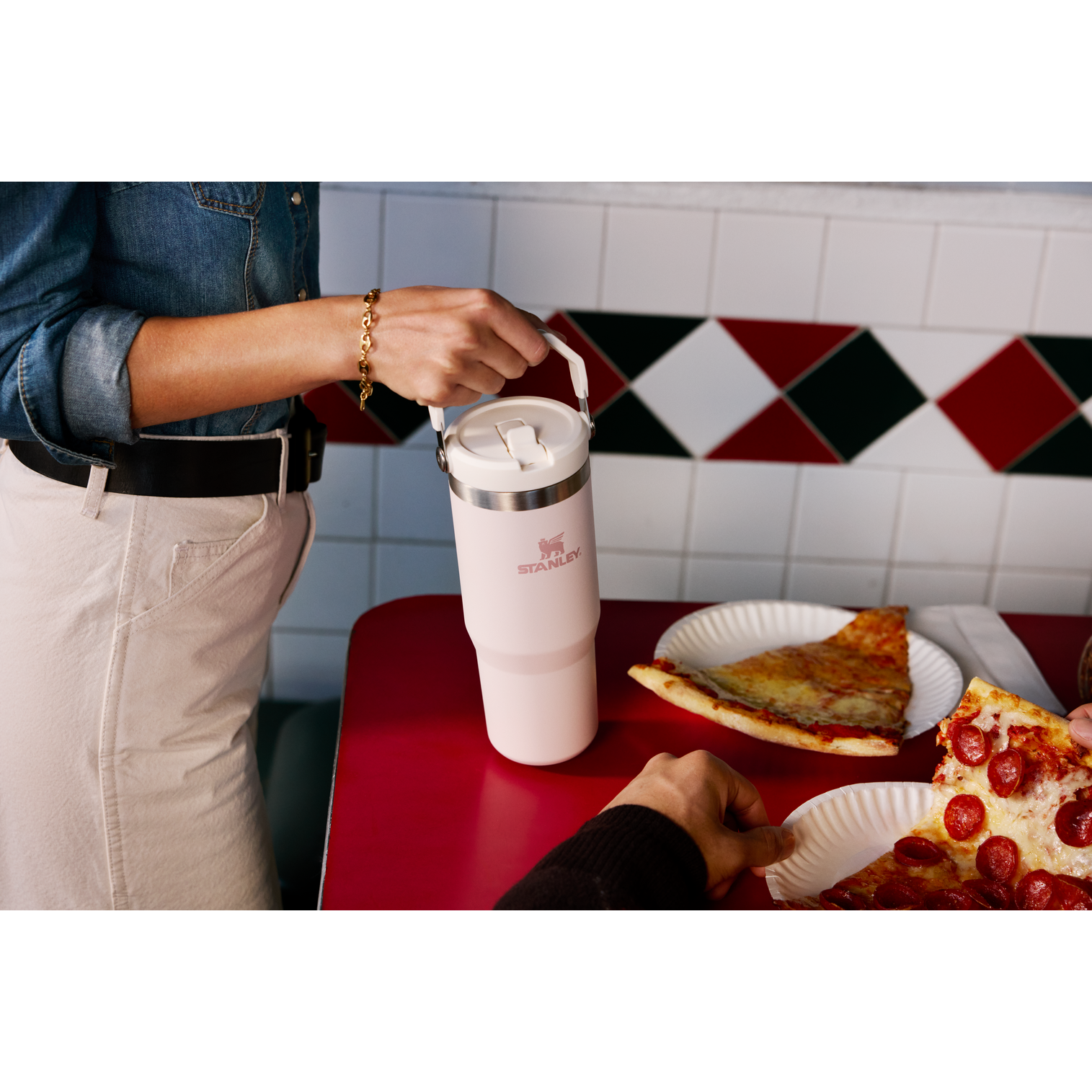 slide 4 of 4, Stanley Iceflow Flip Straw Tumbler 30 -fl oz Stainless steel Insulated Water bottle - ROSE QUARTS, 1 ct