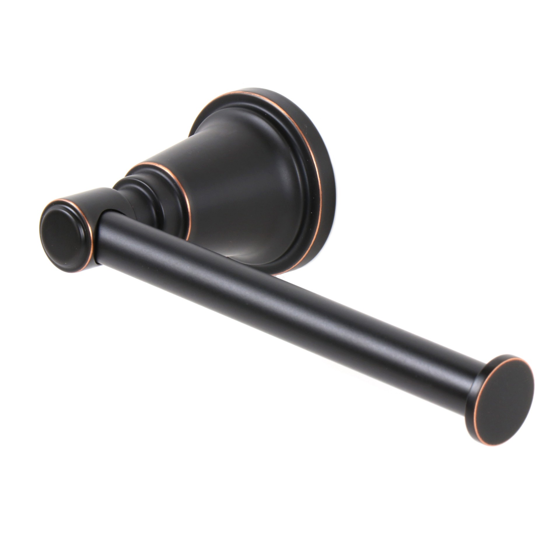 slide 3 of 6, allen + roth 3-Piece Townley Oil Rubbed Bronze Decorative Bathroom Hardware Set with Towel Bar,Toilet Paper Holder and Towel Ring, 1 ct