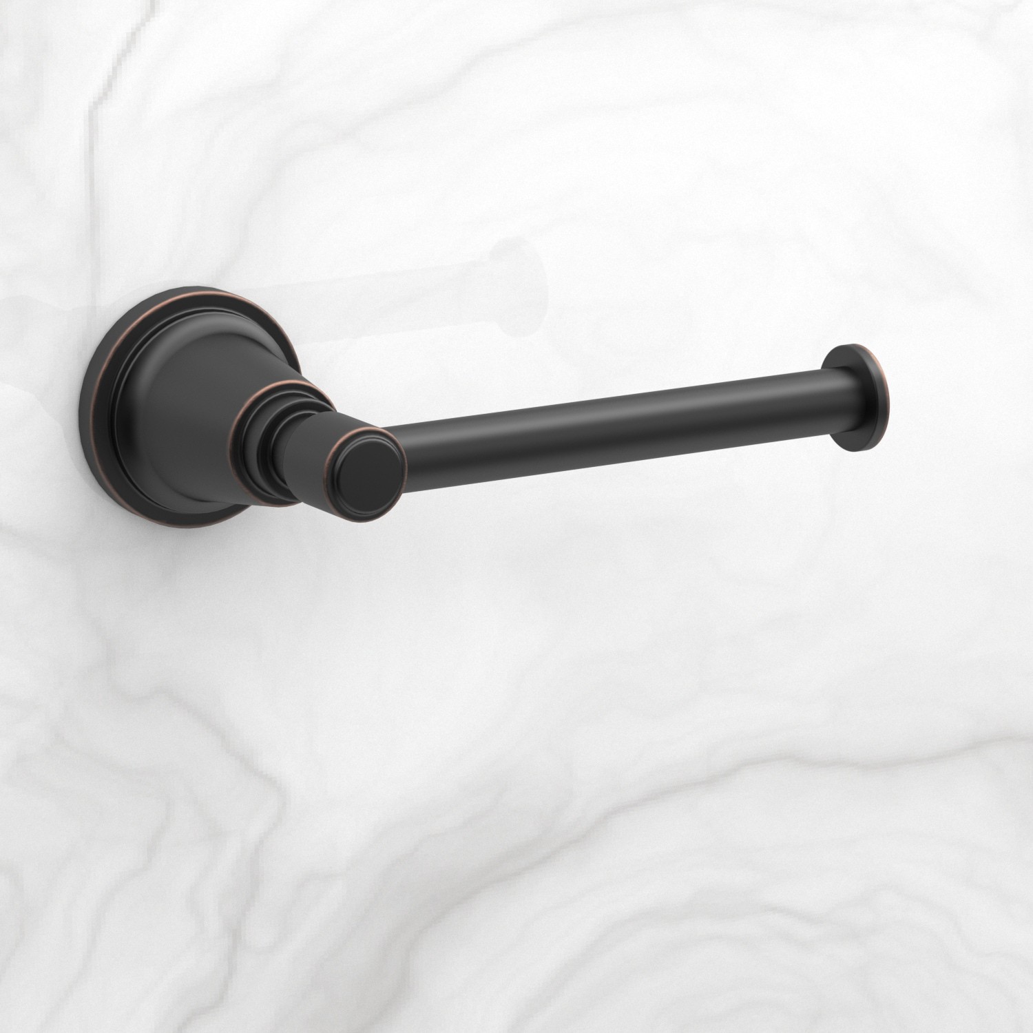 slide 6 of 6, allen + roth 3-Piece Townley Oil Rubbed Bronze Decorative Bathroom Hardware Set with Towel Bar,Toilet Paper Holder and Towel Ring, 1 ct