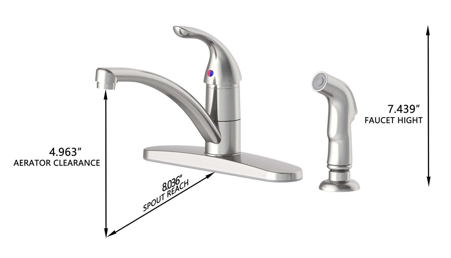 slide 4 of 6, Project Source EVERFIELD Stainless Steel PVD Single Handle Deck-mount Kitchen Faucet (Includes Deck Plate) (Includes Side Sprayer), 1 ct