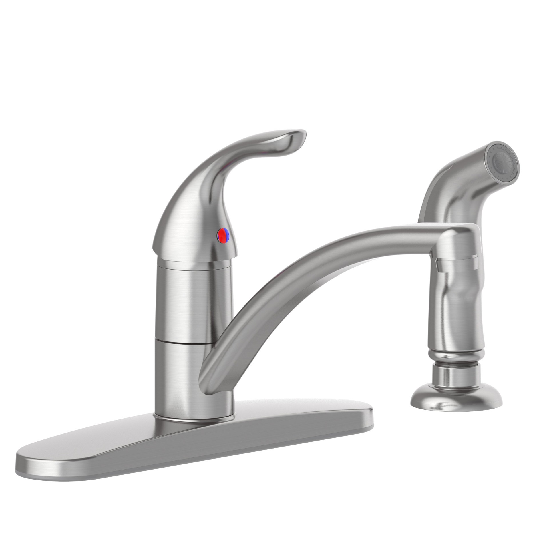 slide 6 of 6, Project Source EVERFIELD Stainless Steel PVD Single Handle Deck-mount Kitchen Faucet (Includes Deck Plate) (Includes Side Sprayer), 1 ct