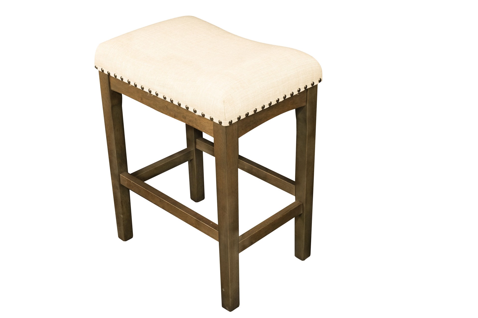 slide 3 of 6, allen + roth Brown 24.0-in H Counter height Upholstered Wood Bar Stool, 1 ct