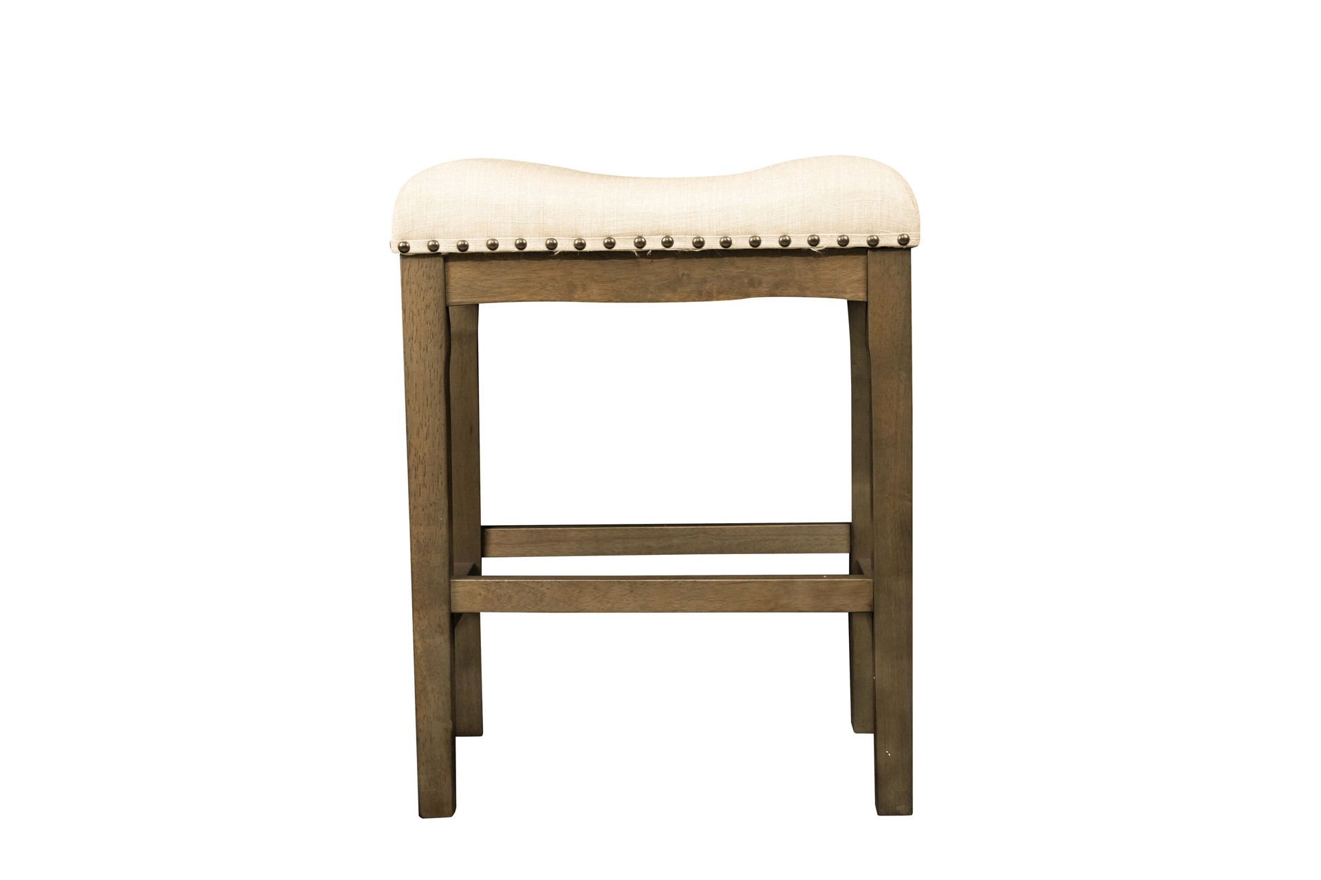 slide 1 of 6, allen + roth Brown 24.0-in H Counter height Upholstered Wood Bar Stool, 1 ct