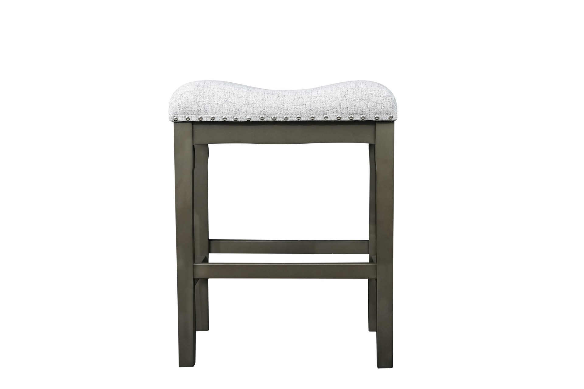 slide 1 of 6, allen + roth Gray 24.0-in H Counter height Upholstered Wood Bar Stool, 1 ct