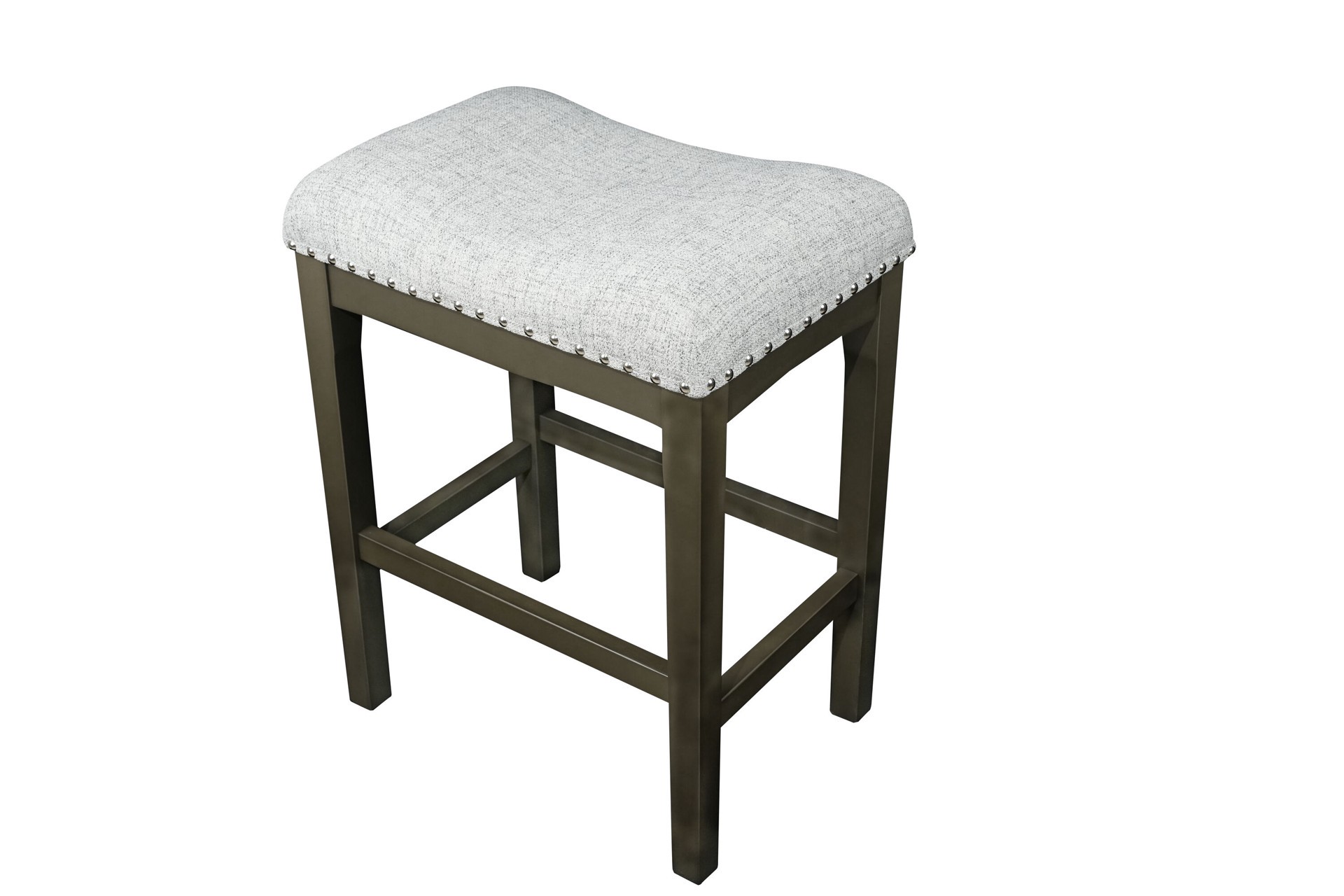 slide 4 of 6, allen + roth Gray 24.0-in H Counter height Upholstered Wood Bar Stool, 1 ct