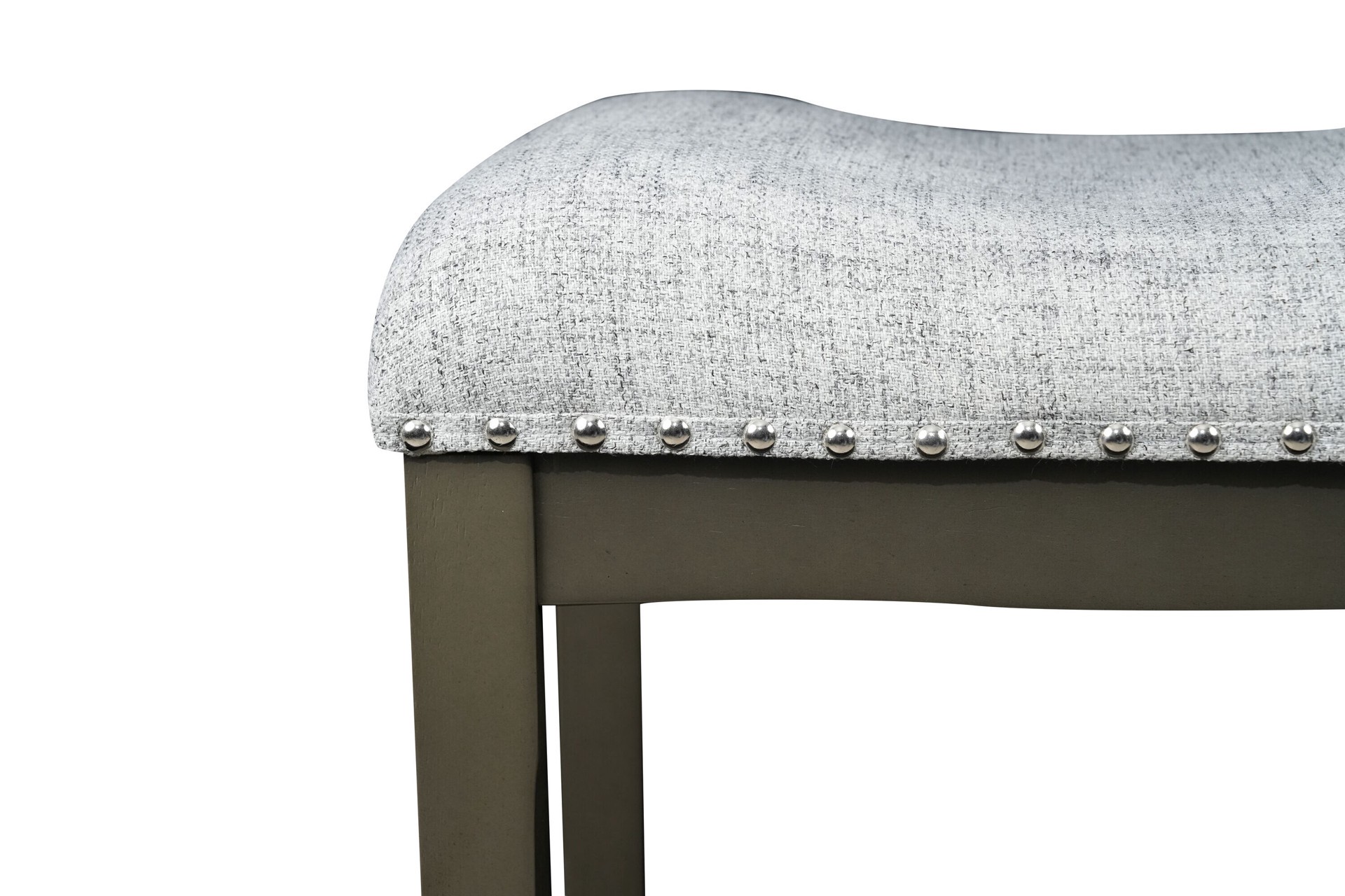 slide 5 of 6, allen + roth Gray 24.0-in H Counter height Upholstered Wood Bar Stool, 1 ct
