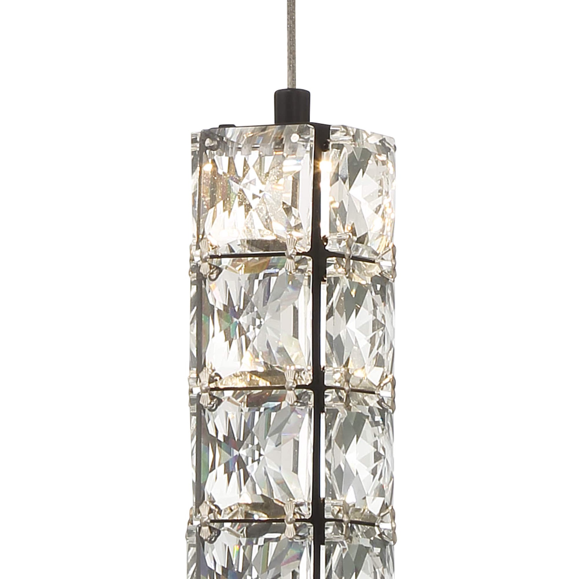slide 4 of 6, allen + roth Aurelis 1 -Light Black Glam Clear glass Linear Integrated LED Medium Hanging Pendant light, 1 ct