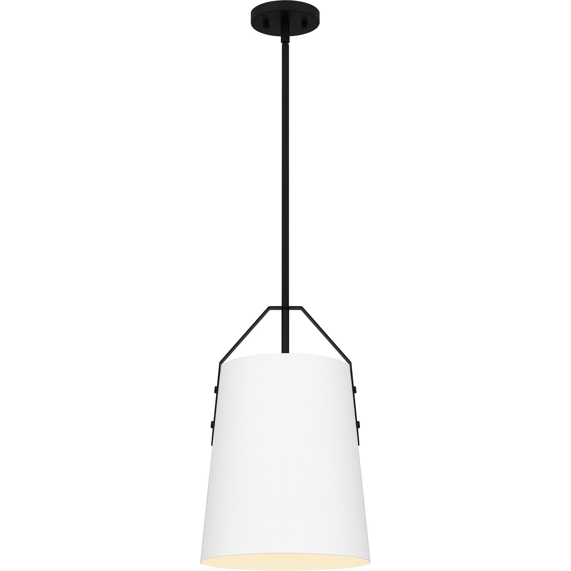 slide 2 of 6, Quoizel Walden 1 -Light White and Matte Black Industrial Cone Medium Hanging Pendant light, 1 ct