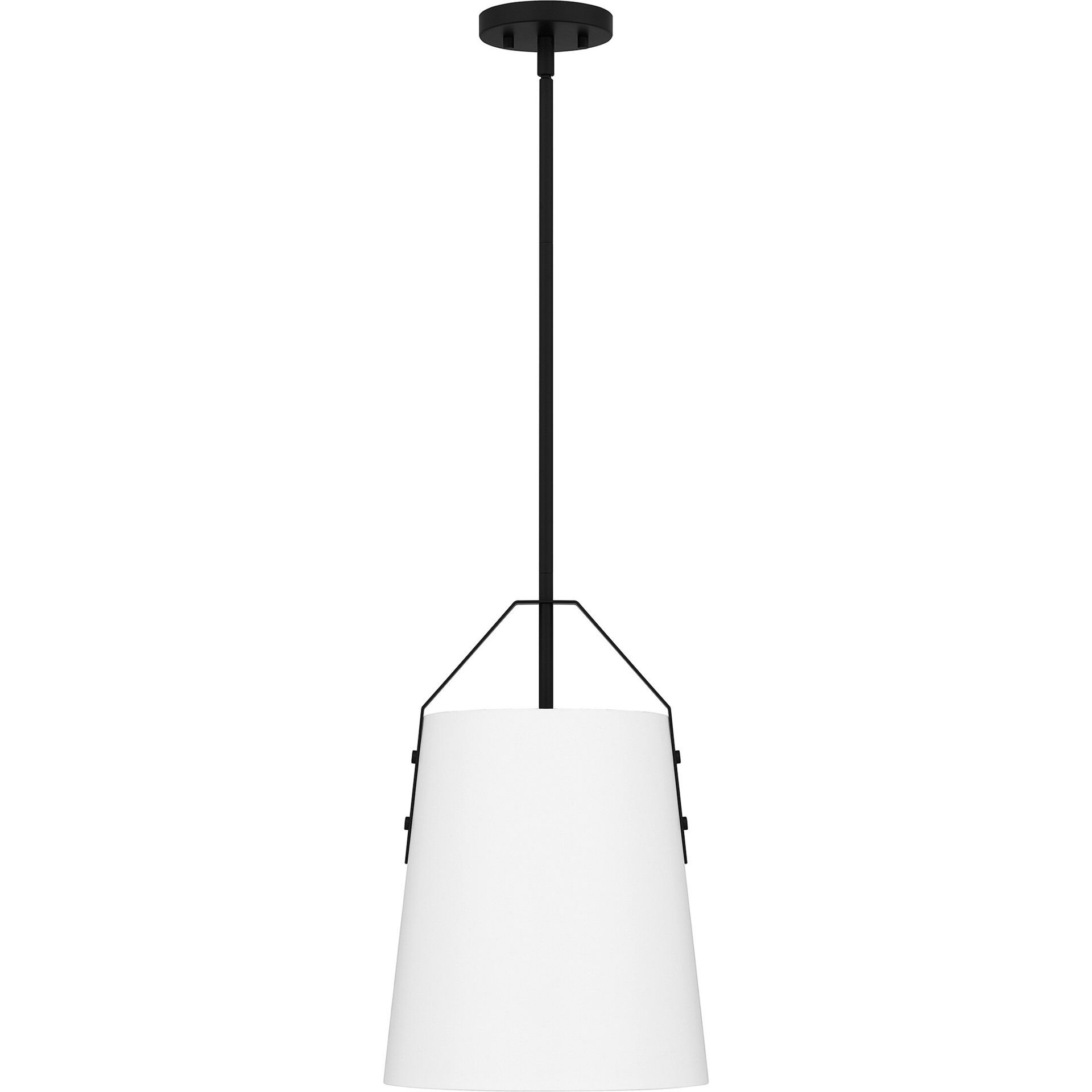 slide 3 of 6, Quoizel Walden 1 -Light White and Matte Black Industrial Cone Medium Hanging Pendant light, 1 ct