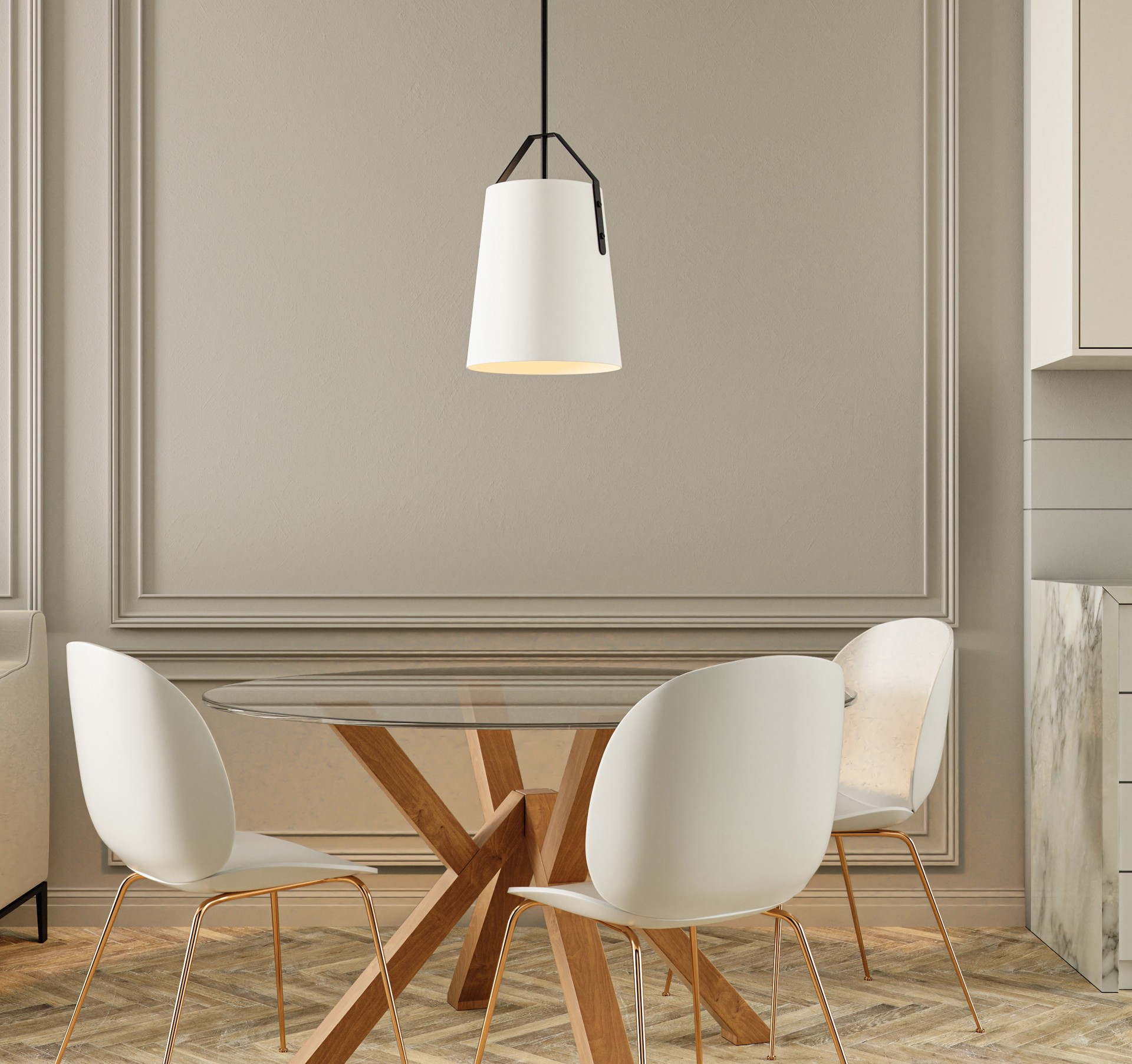 slide 4 of 6, Quoizel Walden 1 -Light White and Matte Black Industrial Cone Medium Hanging Pendant light, 1 ct