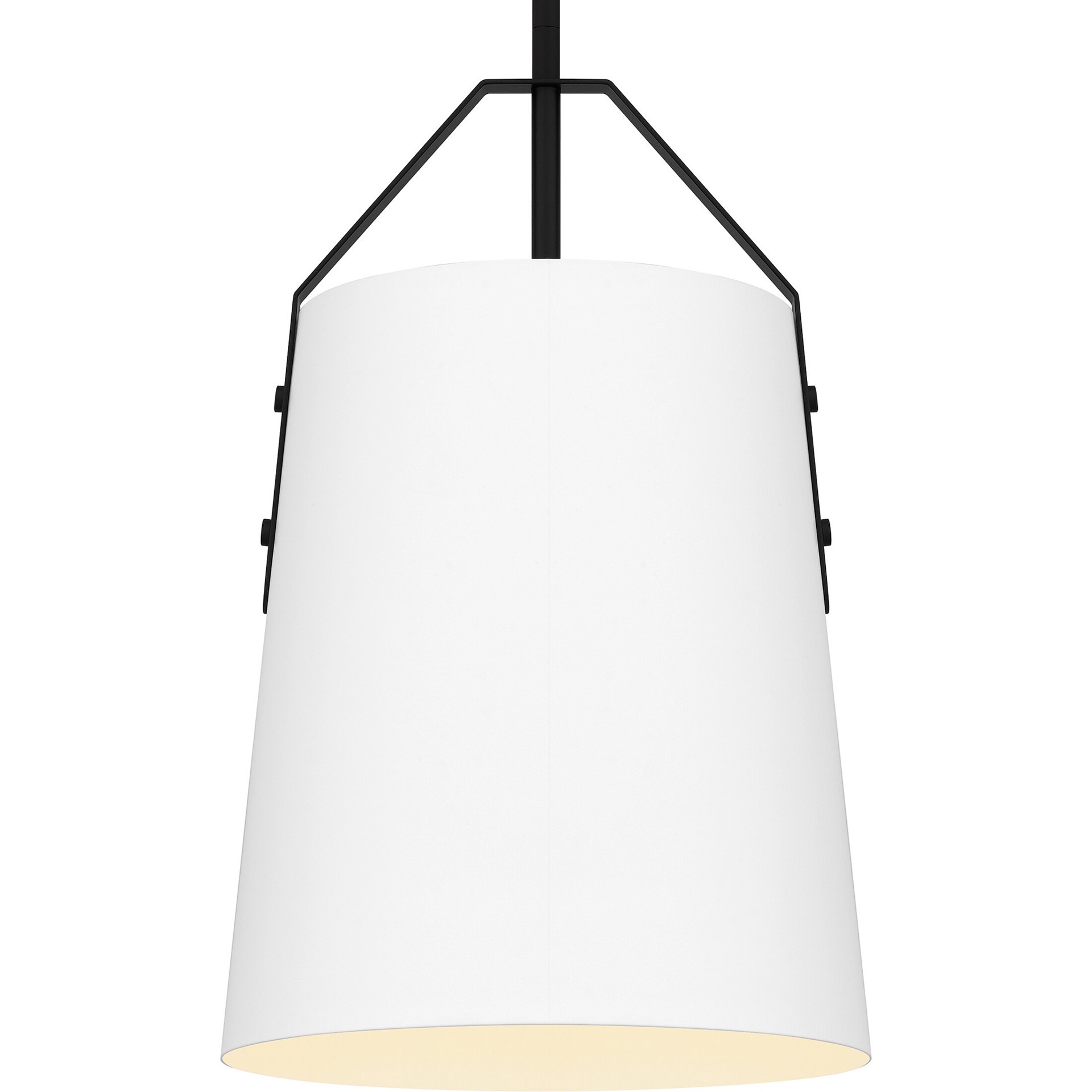 slide 5 of 6, Quoizel Walden 1 -Light White and Matte Black Industrial Cone Medium Hanging Pendant light, 1 ct